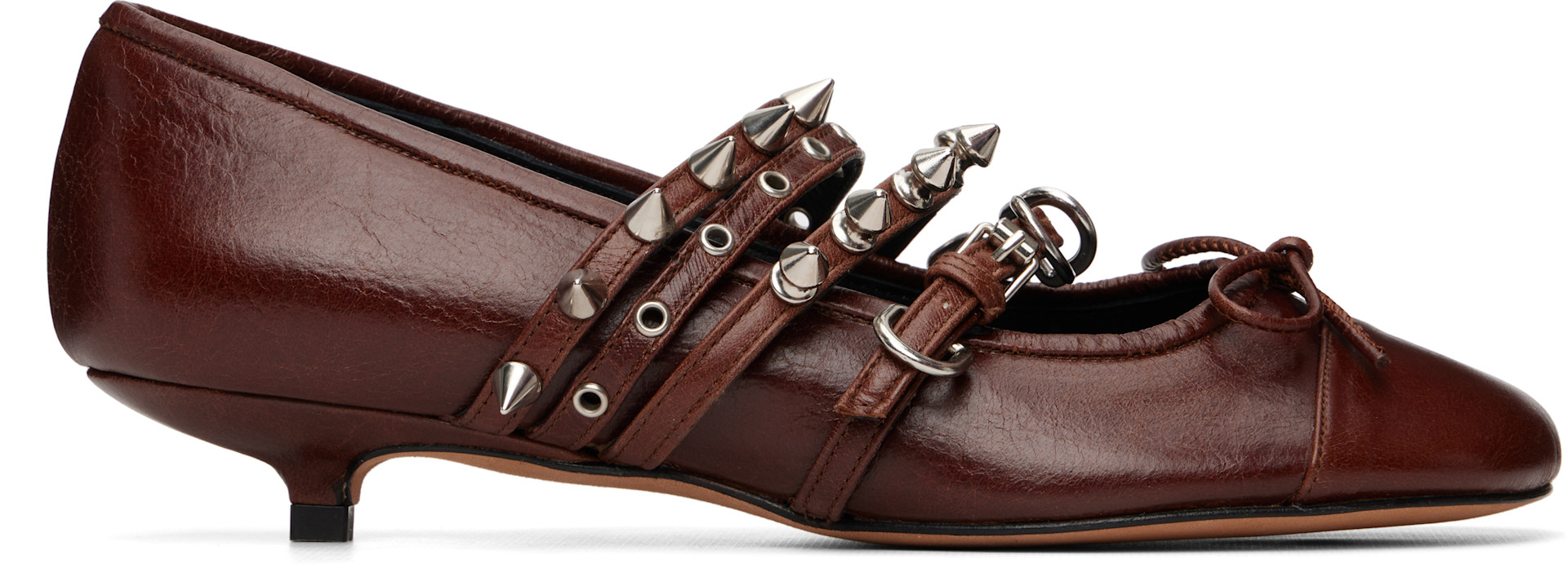 ABRA - Brown Kitten Spike Ballerina Heels