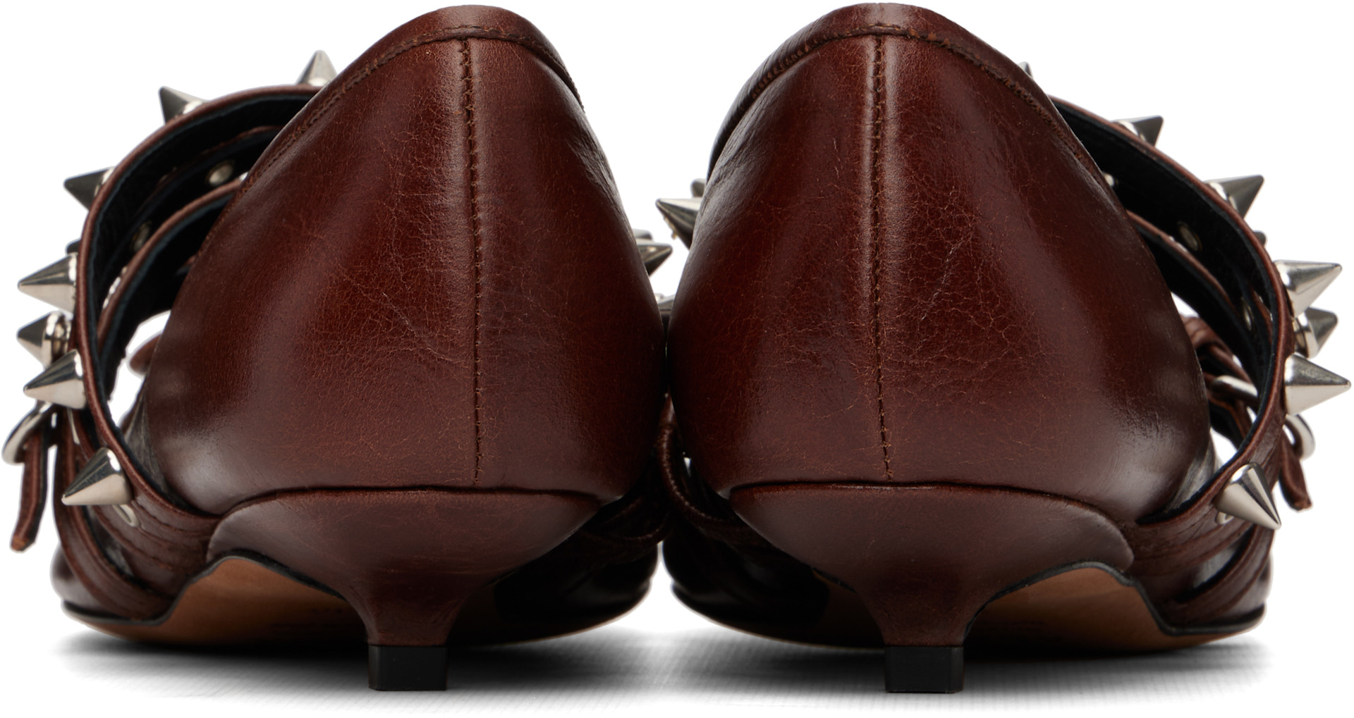 ABRA - Brown Kitten Spike Ballerina Heels