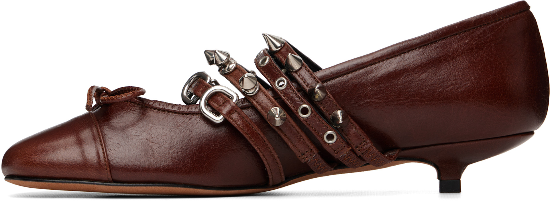 ABRA - Brown Kitten Spike Ballerina Heels