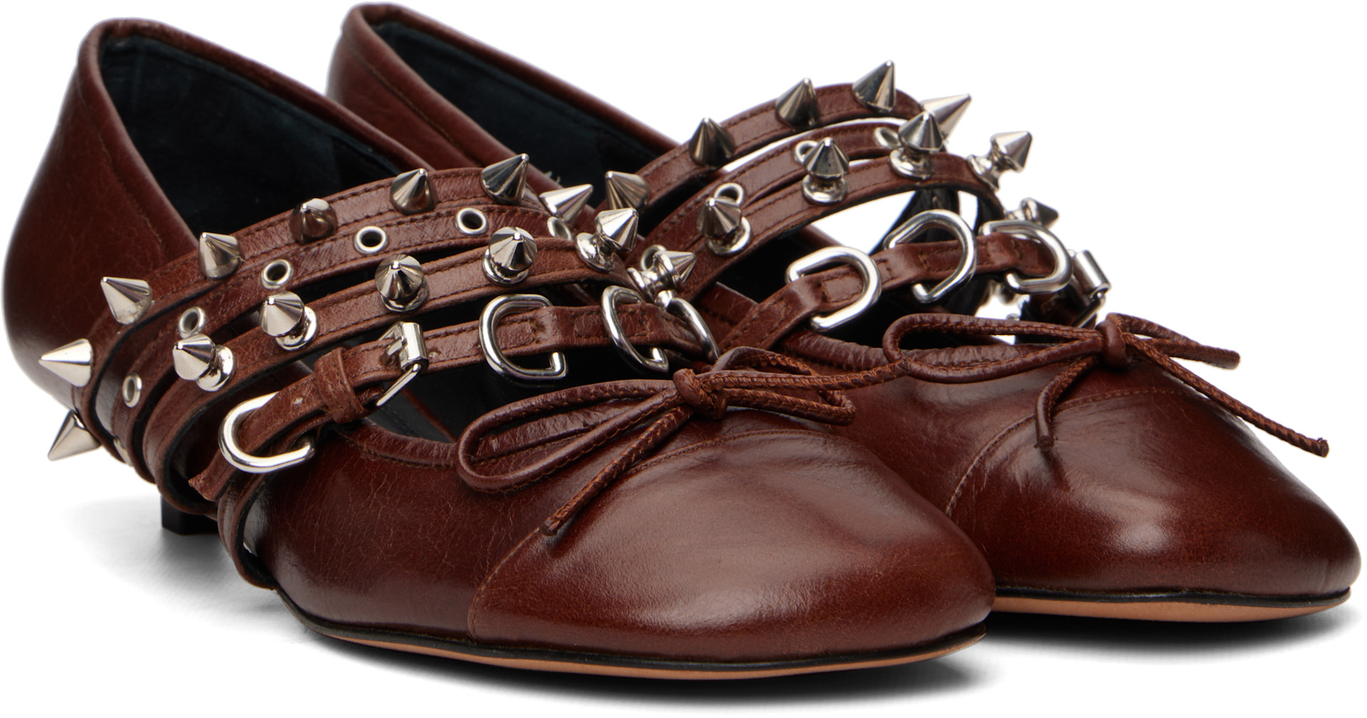 ABRA - Brown Kitten Spike Ballerina Heels