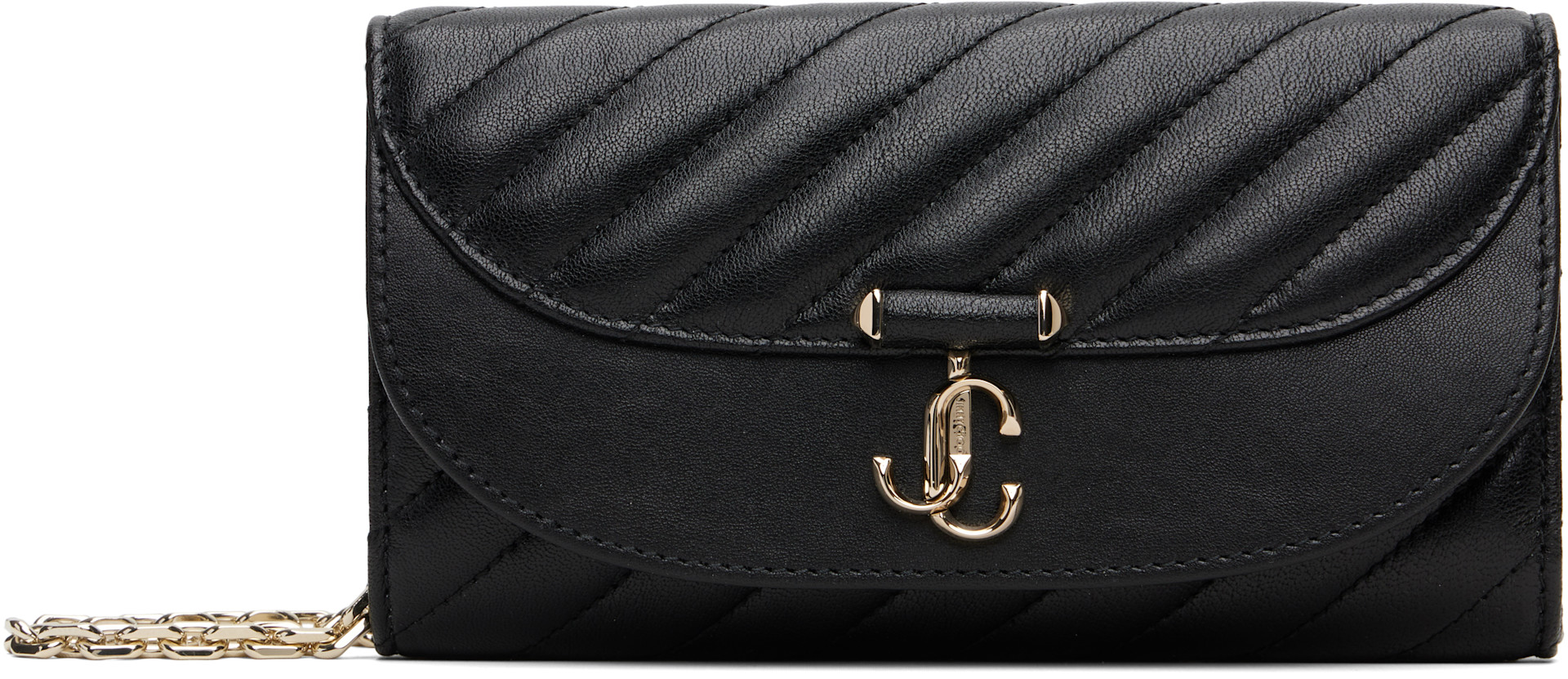 Jimmy Choo: Black Curve Chain Wallet Bag | SSENSE