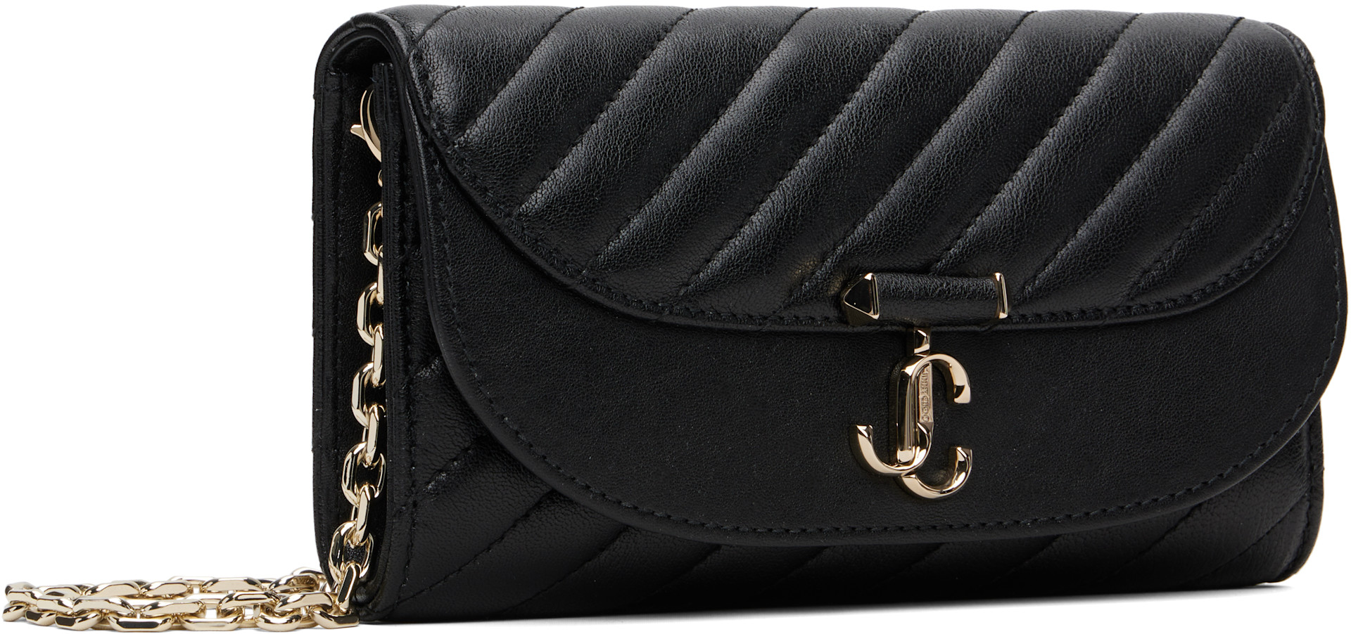 JIMMY CHOO ブラック　チェーンウォレットバッグ Jimmy Choo: ブラック Curve チェーン ウォレットバッグ | SSENSE 日本