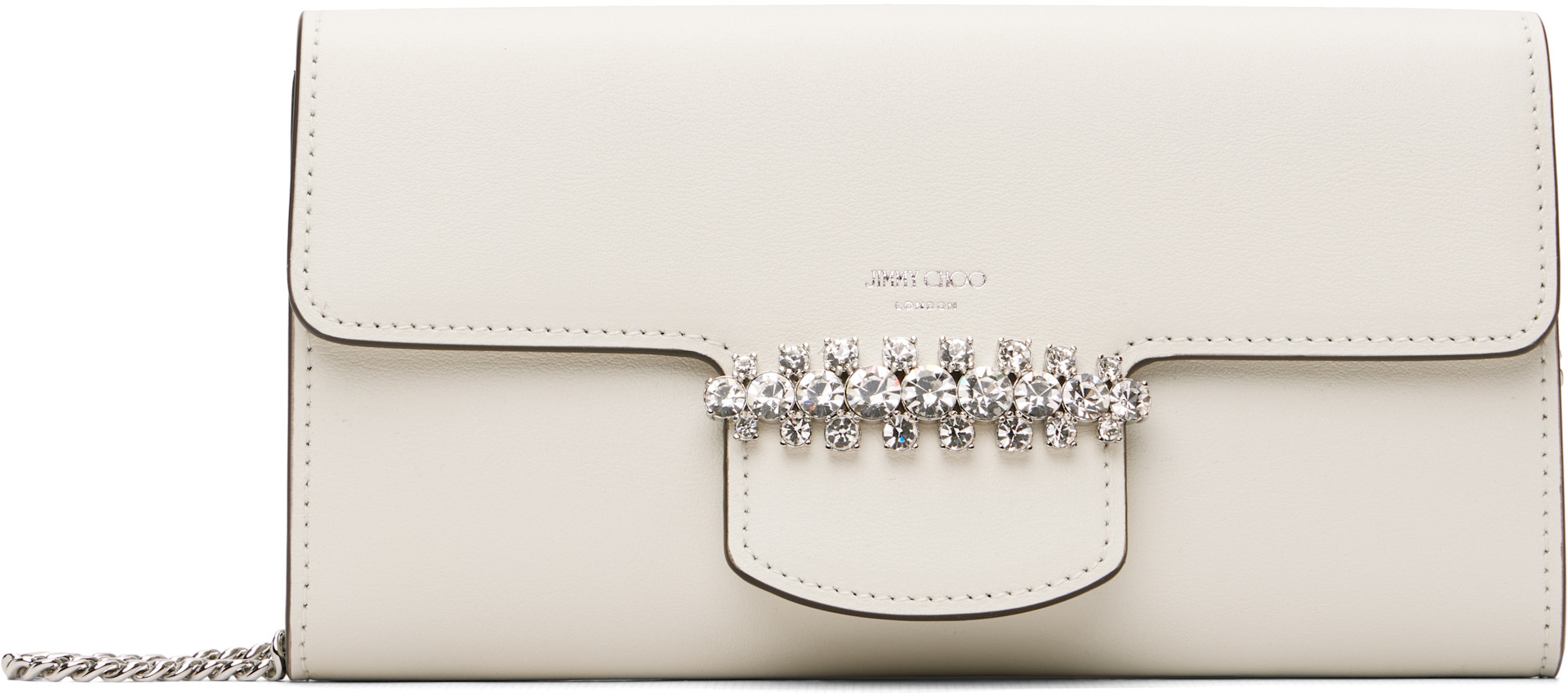 Jimmy Choo: White Bing Wallet Chain Bag | SSENSE