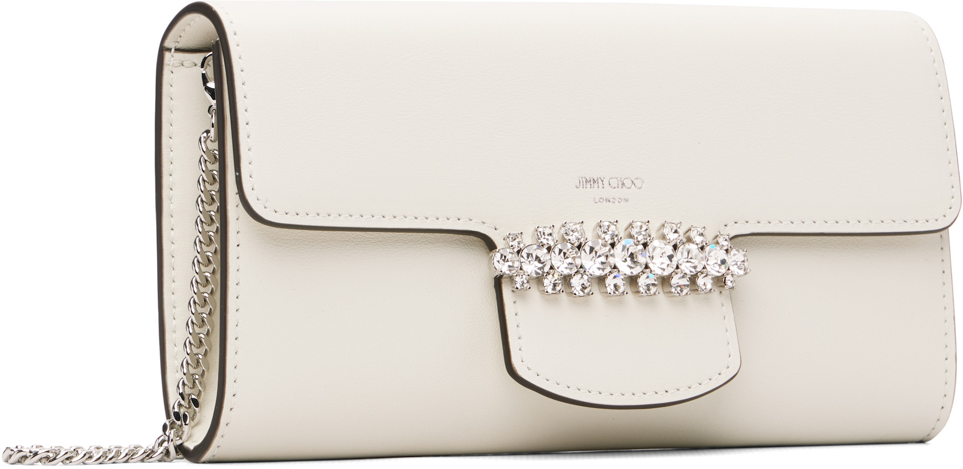 Jimmy Choo: White Bing Wallet Chain Bag | SSENSE