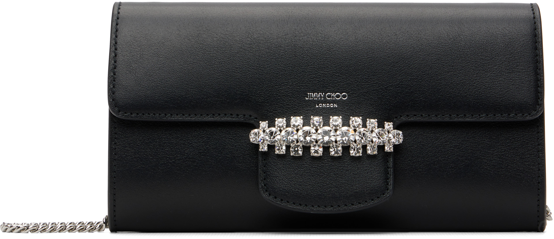 【JIMMY CHOO】shoulder clutch chain BLK Jimmy Choo: Black Bing Wallet Chain Bag | SSENSE