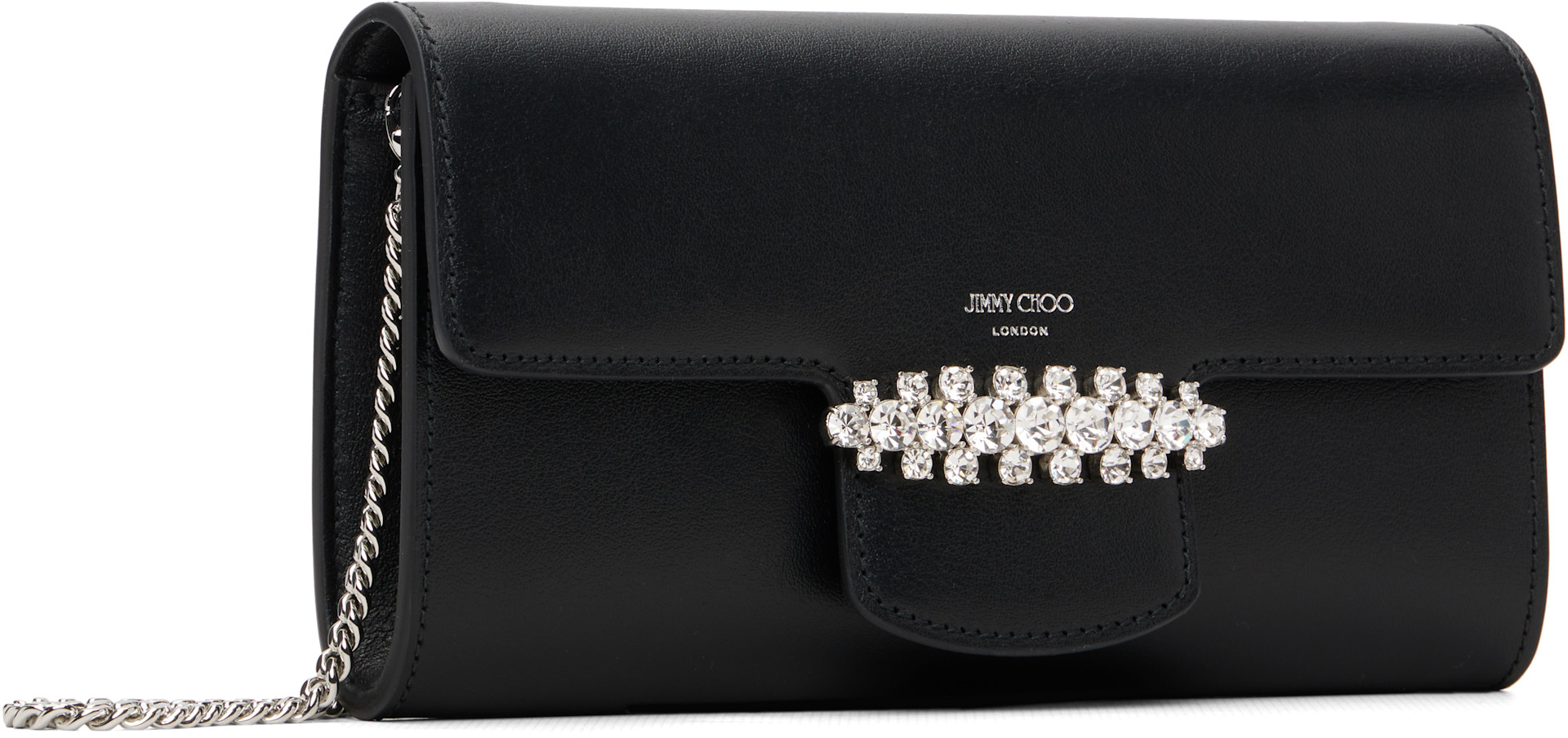Jimmy Choo: Black Bing Wallet Chain Bag | SSENSE South Korea