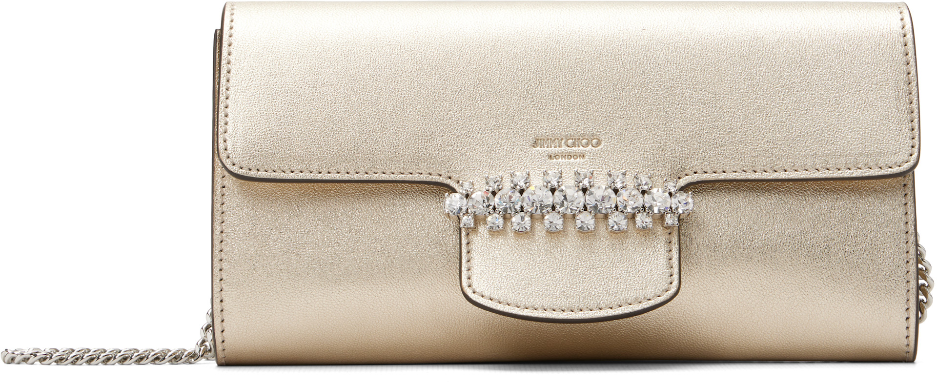 Jimmy Choo: Gold Bing Wallet Chain Bag | SSENSE