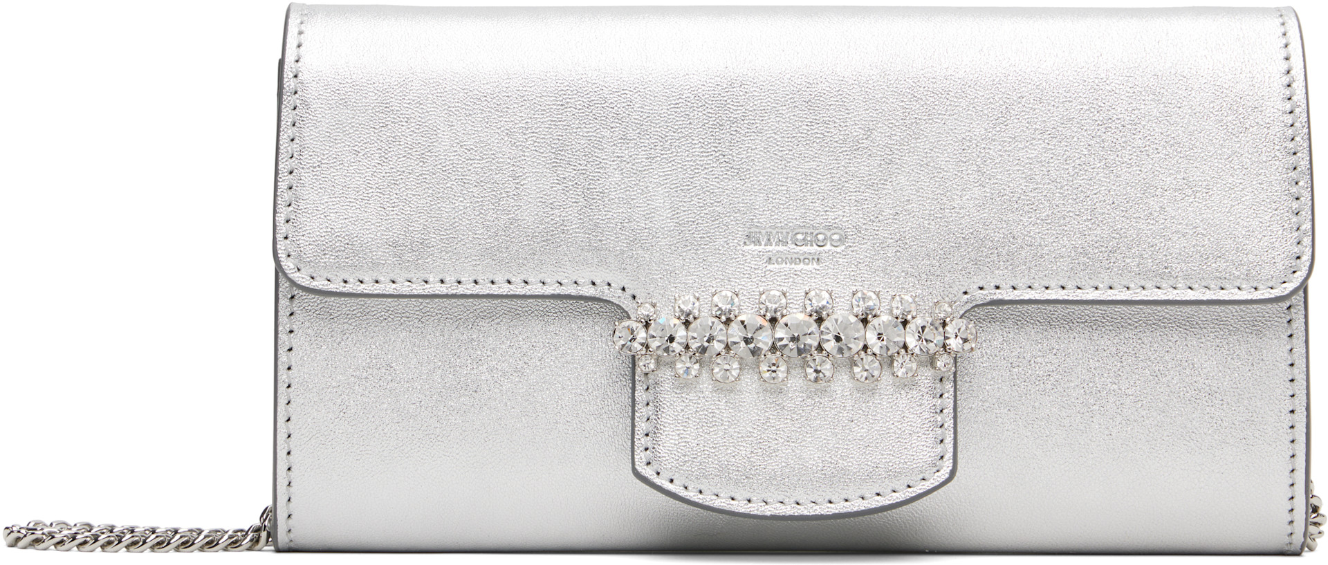 ☆5000円値下げしました☆ JIMMY CHOO シルバー バック Jimmy Choo: シルバー Bing チェーン ウォレットバッグ | SSENSE 日本