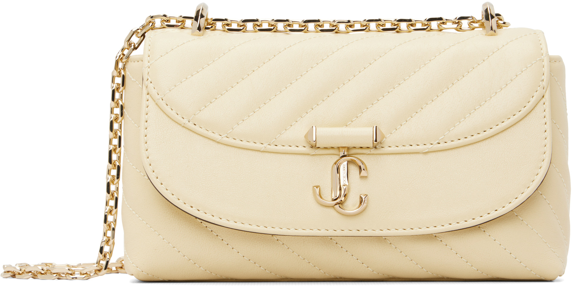 Jimmy Choo: Off-White Curve Crossbody Small Bag | SSENSE display picture 1
