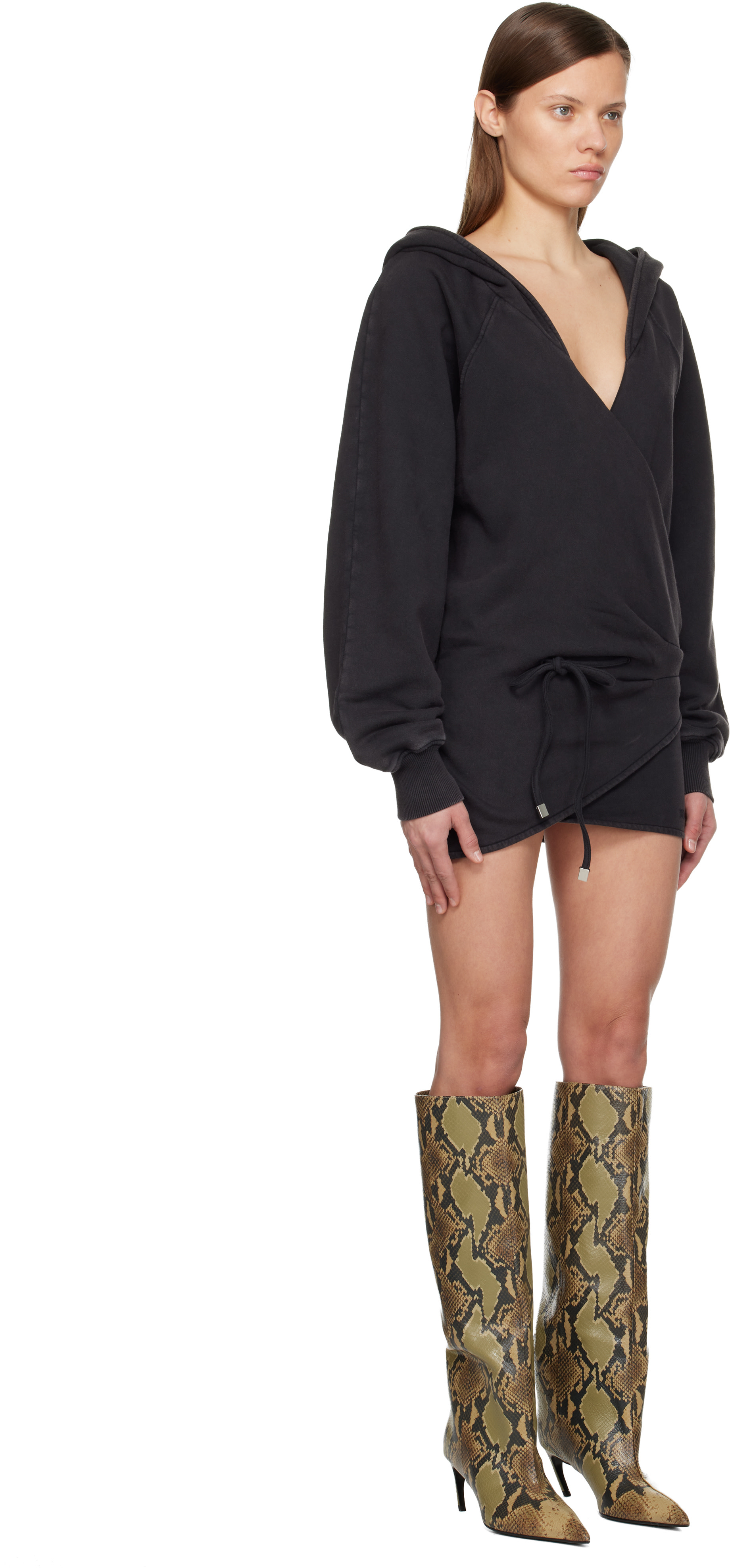 The Attico - Robe courte noire en molleton