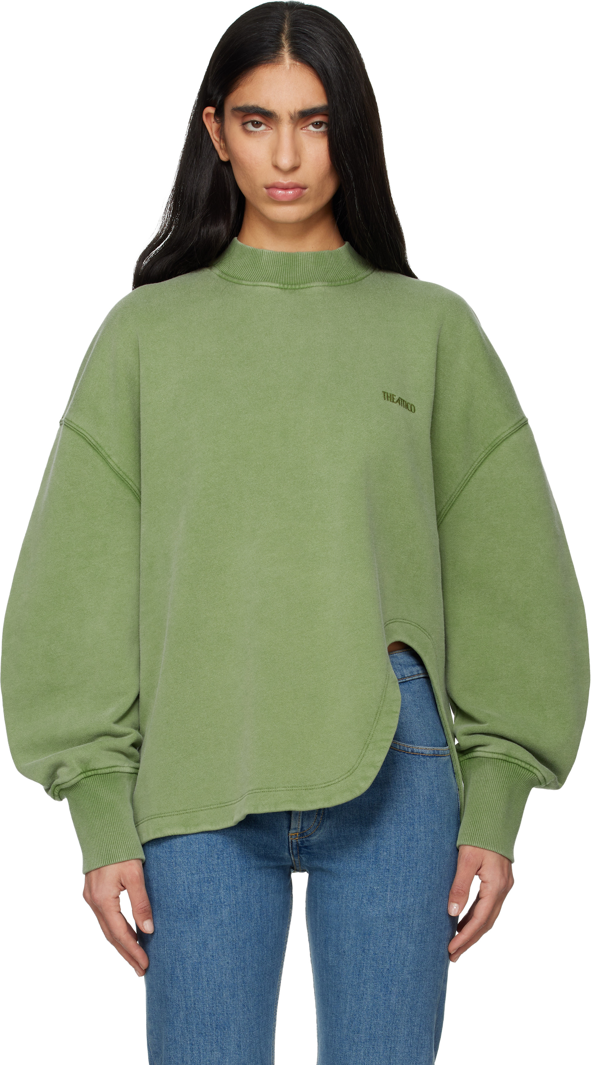 The Attico - Pull molletonné vert en jersey bouclette