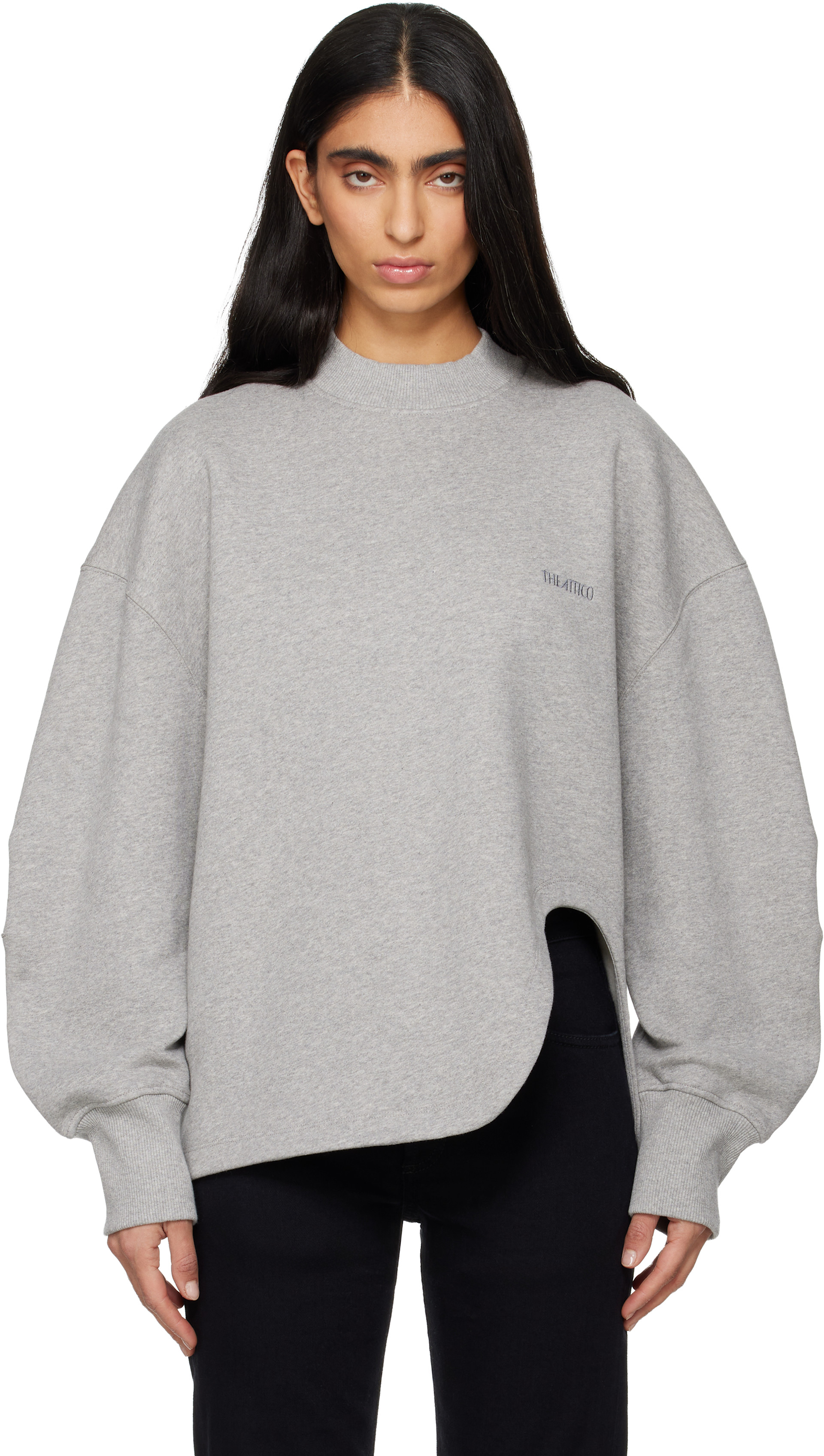 The Attico - Pull molletonné gris en jersey bouclette