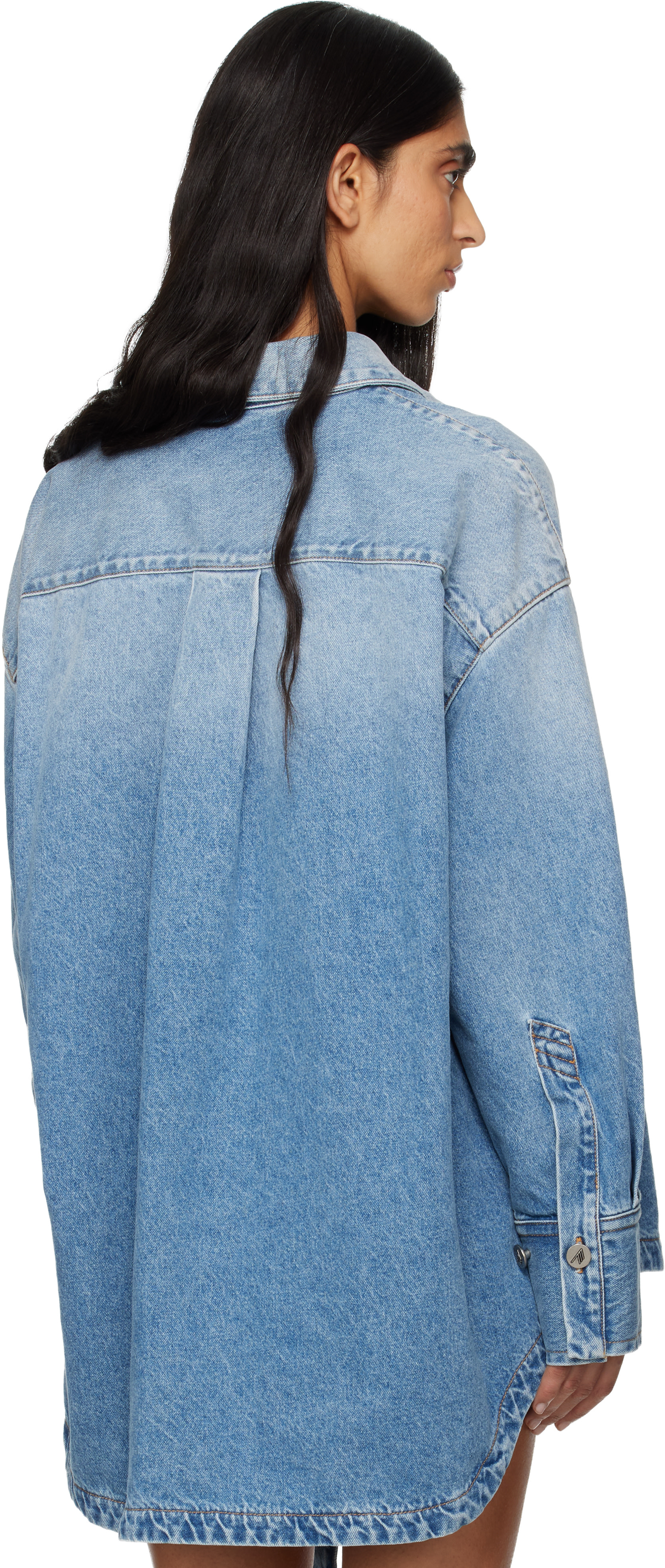 THE ATTICO シャツ THE ATTICO Eliza asymmetric embroidered denim shirt | NET-A-PORTER