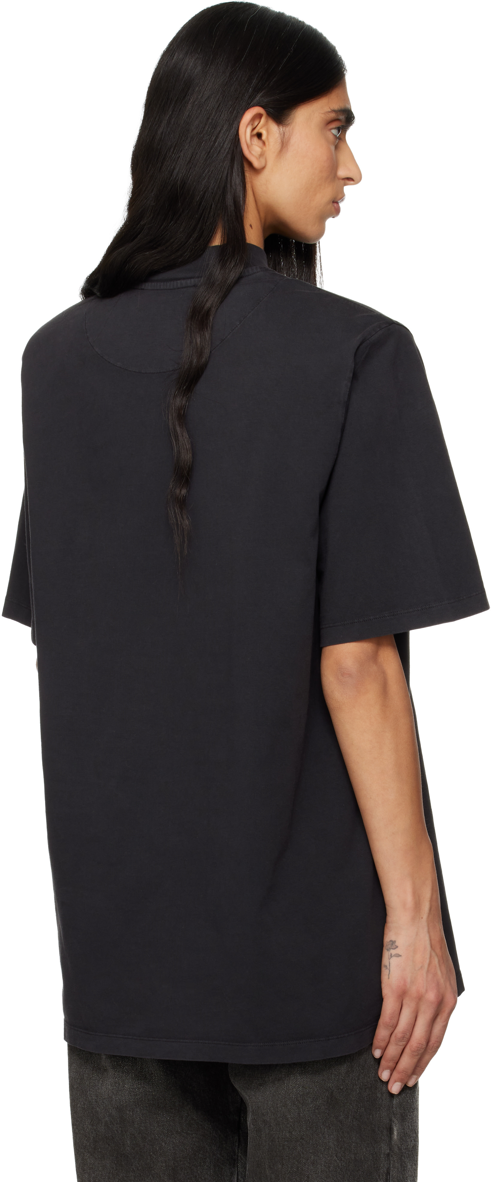 THE ROW - THE ATTICO 38 Tシャツ The Attico: Black Padded Shoulder T-shirt | SSENSE