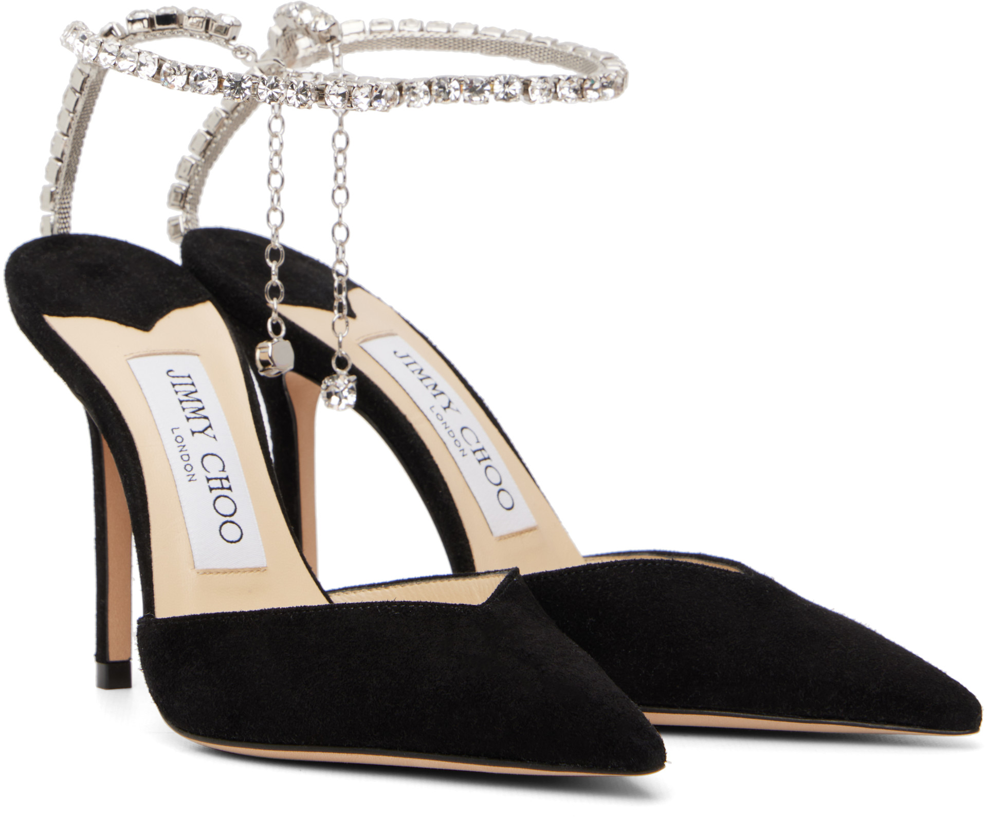 JIMMY CHOO ブラックヒールサンダル Jimmy Choo: ブラック Saeda 100 ヒール | SSENSE 日本