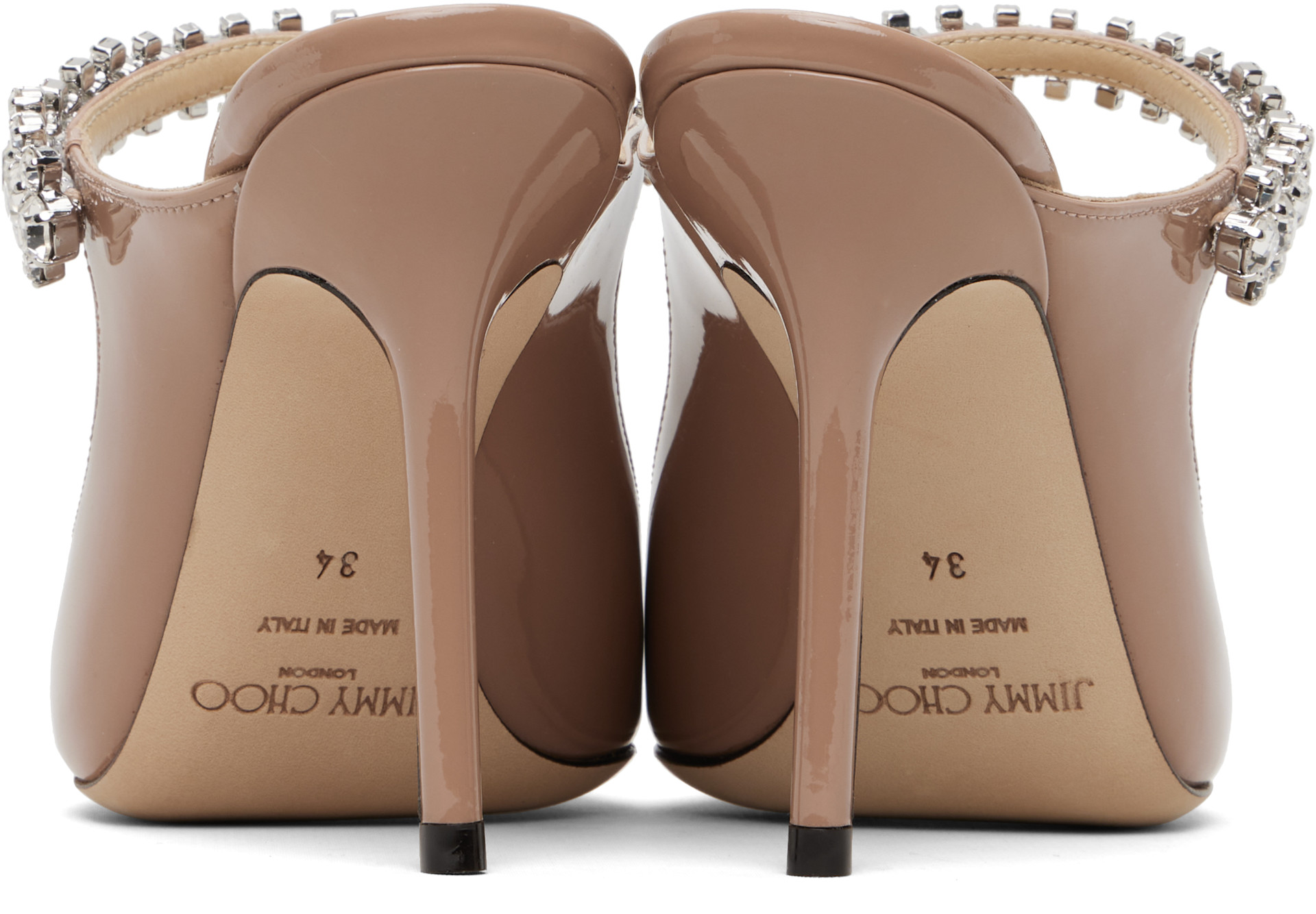 jimmy choo BING100 36 ピンクベージュ ミュール Jimmy Choo: Pink Bing 100 Heels | SSENSE