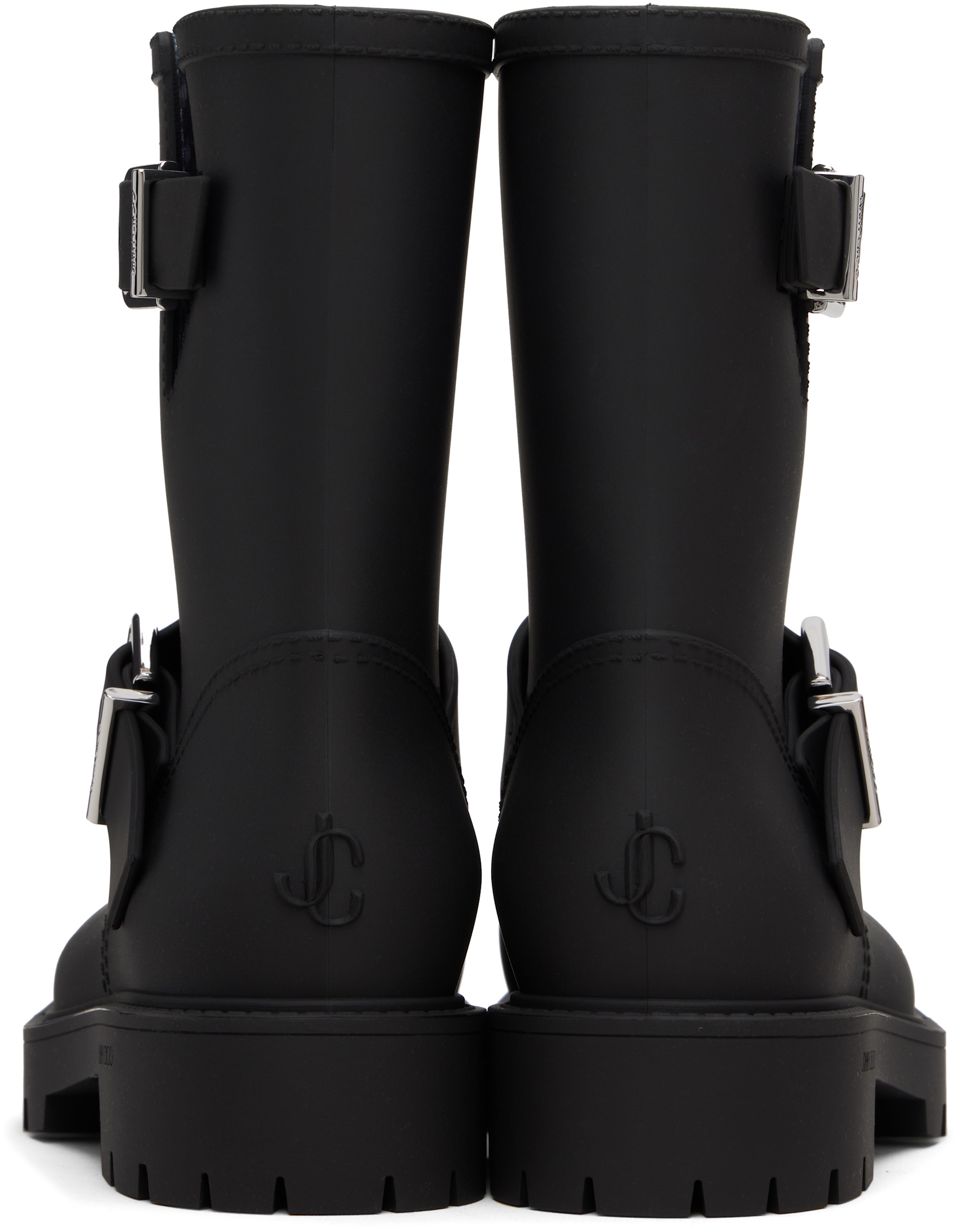 Jimmy Choo: Black Biker Rain Boots | SSENSE