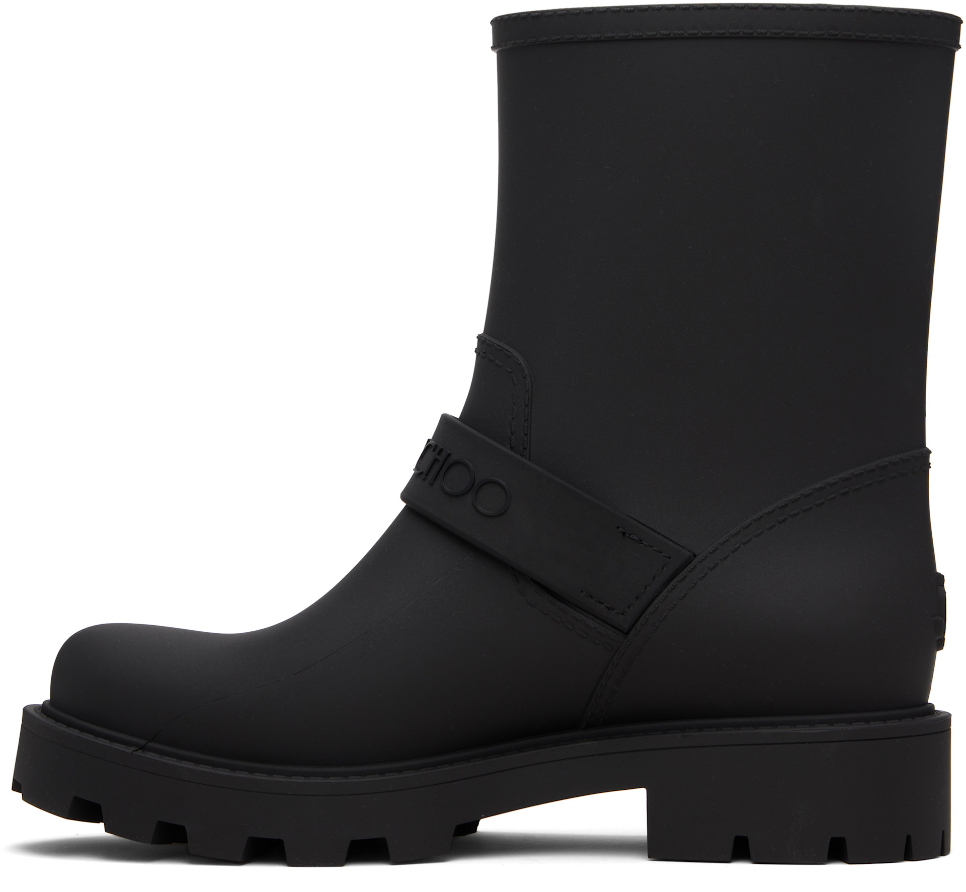 Jimmy Choo: Black Biker Rain Boots | SSENSE