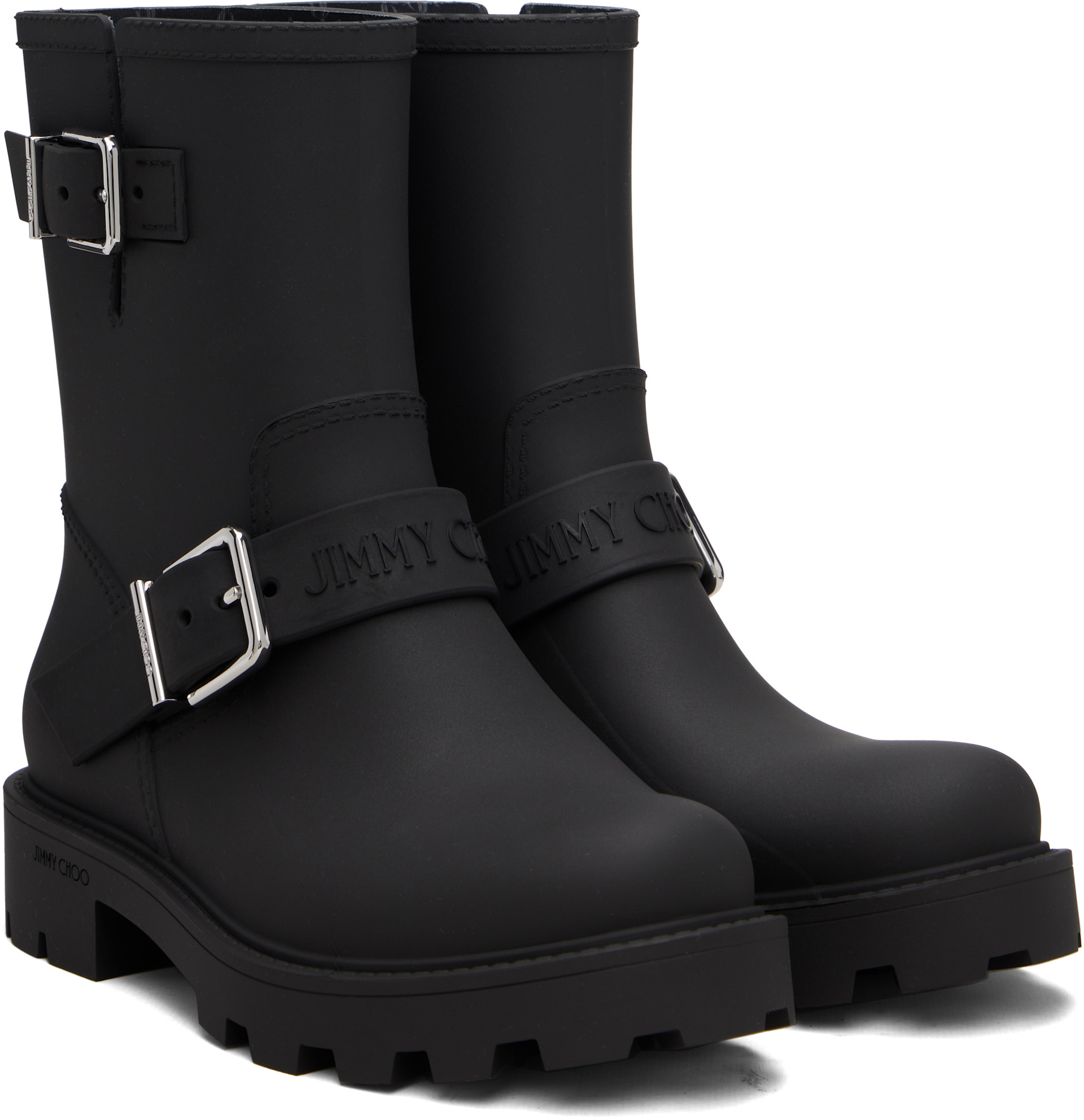 Jimmy Choo: Black Biker Rain Boots | SSENSE