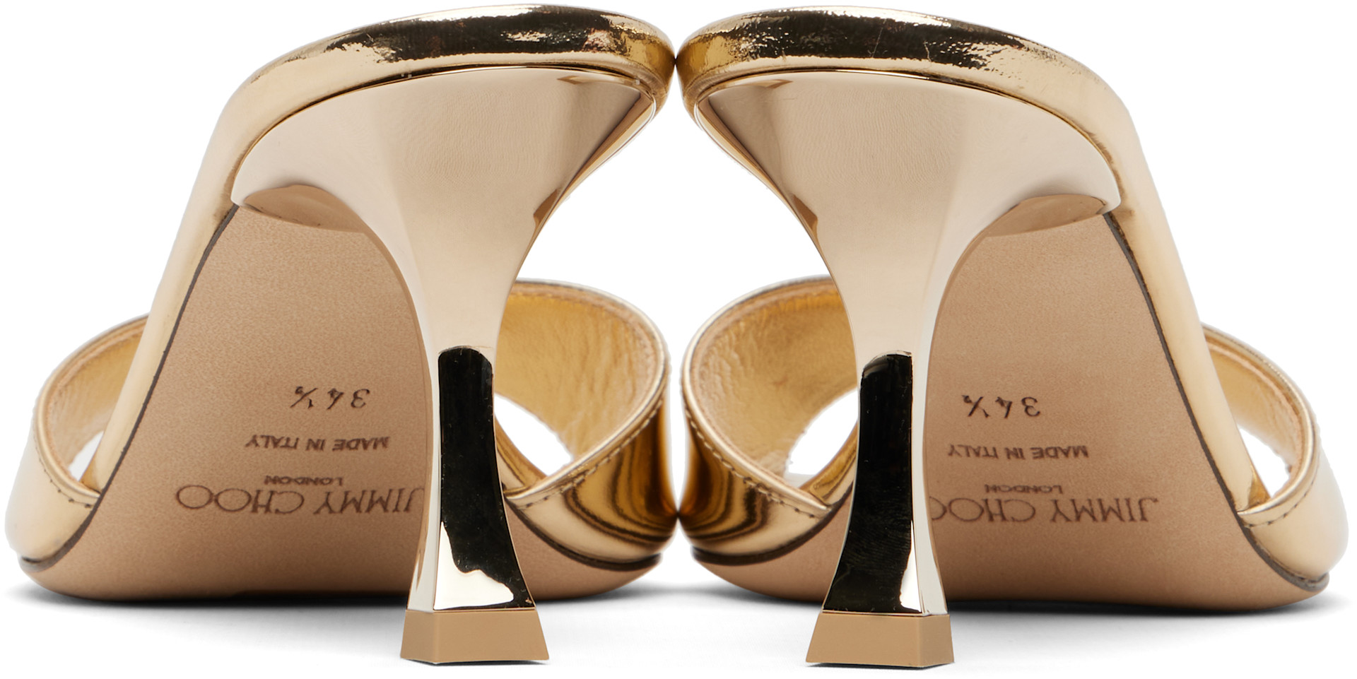 Jimmy Choo: Gold Skye 70 Heeled Sandals | SSENSE