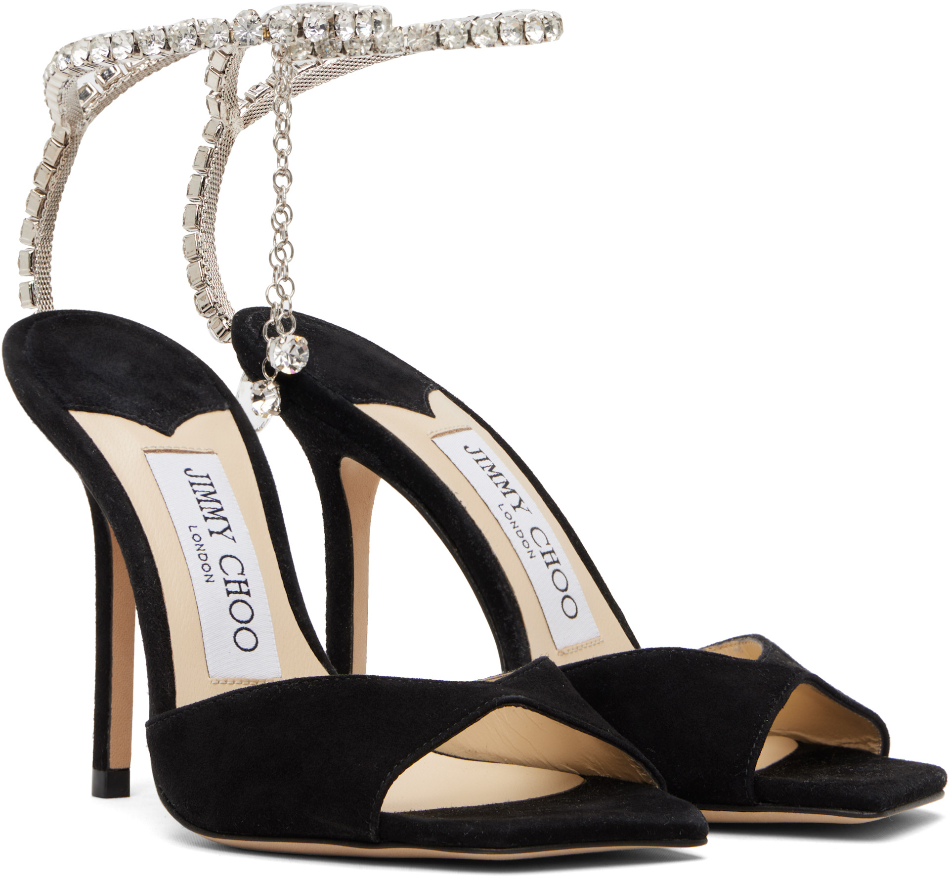 Jimmy Choo: Black Saeda 100 Heeled Sandals | SSENSE