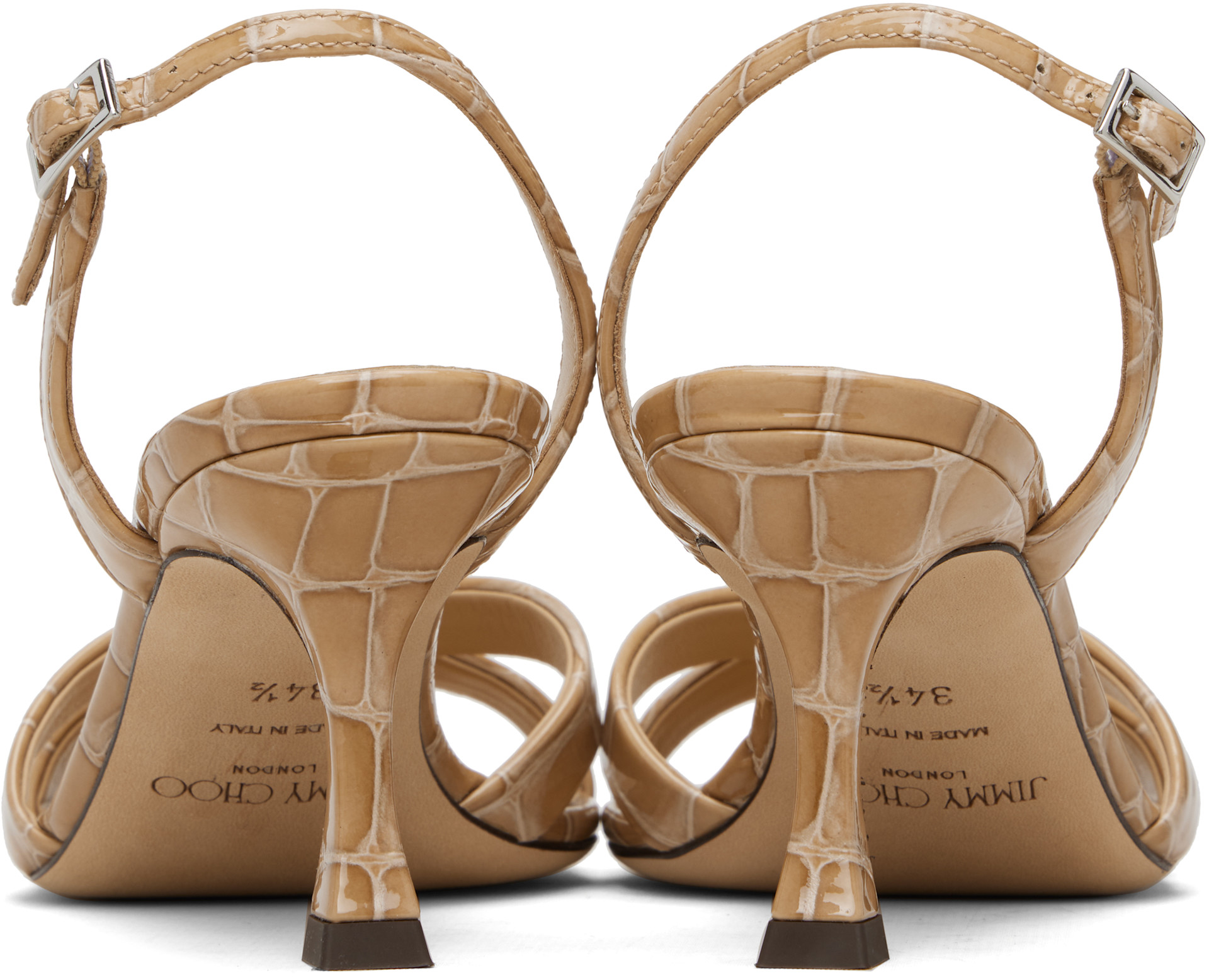Jimmy Choo: Brown Elsy 70 Heeled Sandals | SSENSE