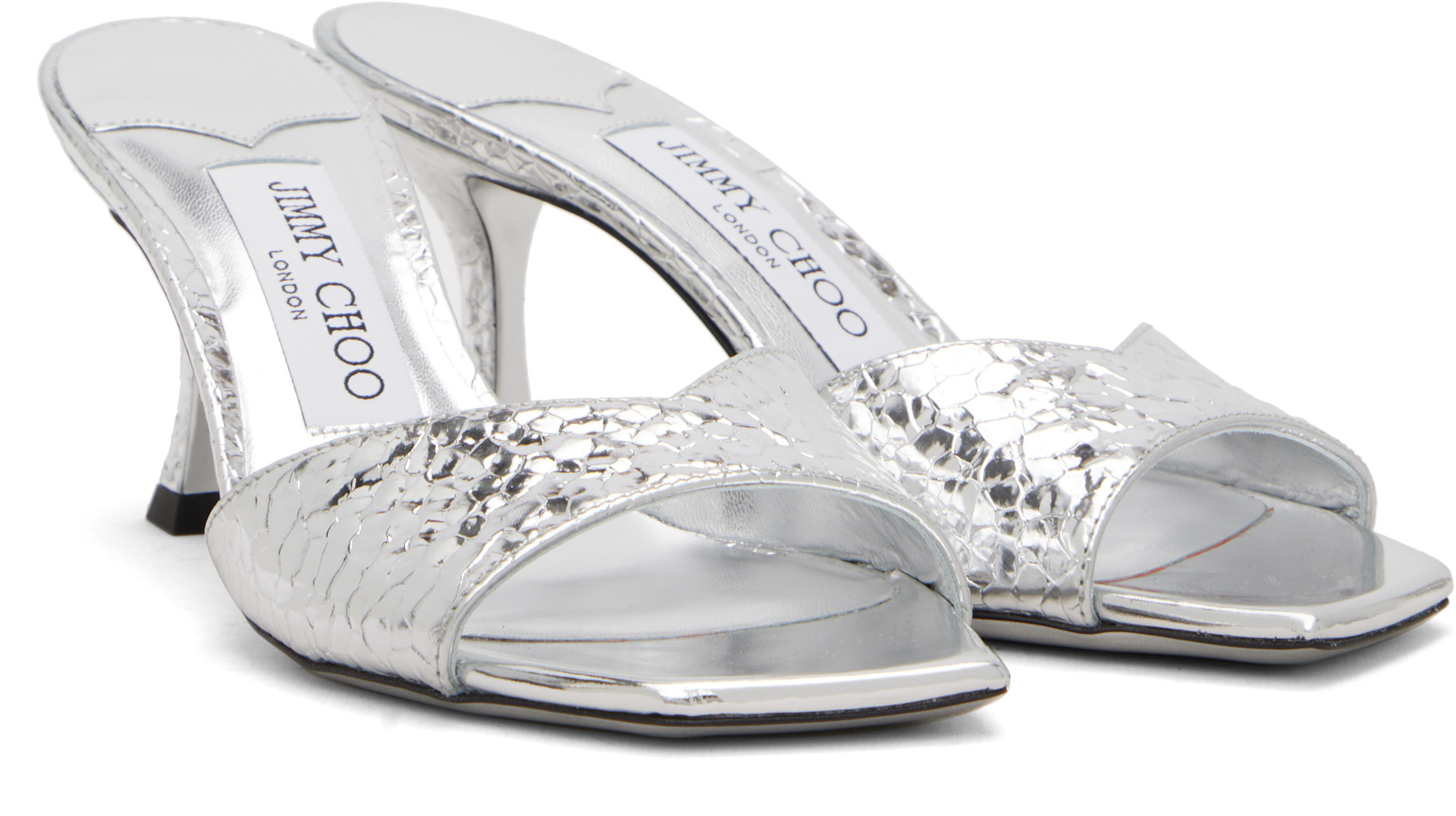 Jimmy Choo: Silver Skye 70 Heeled Sandals | SSENSE Canada