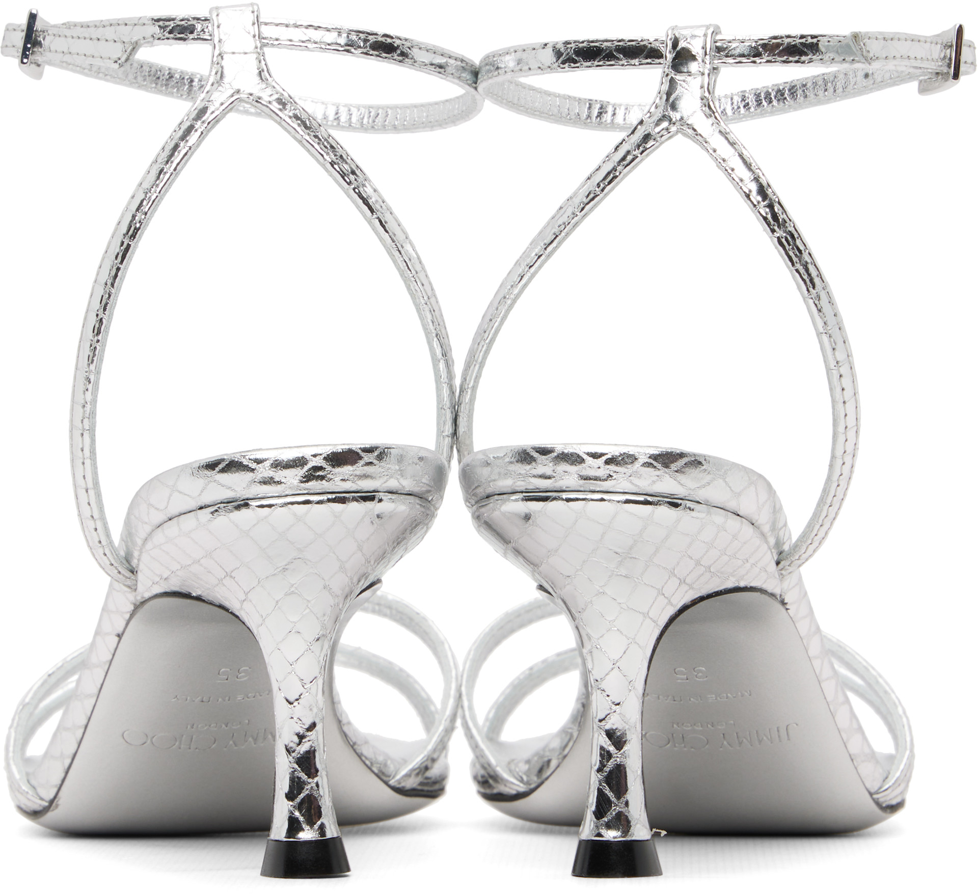 Jimmy Choo: Silver 1998 Leo 65 Heeled Sandals | SSENSE