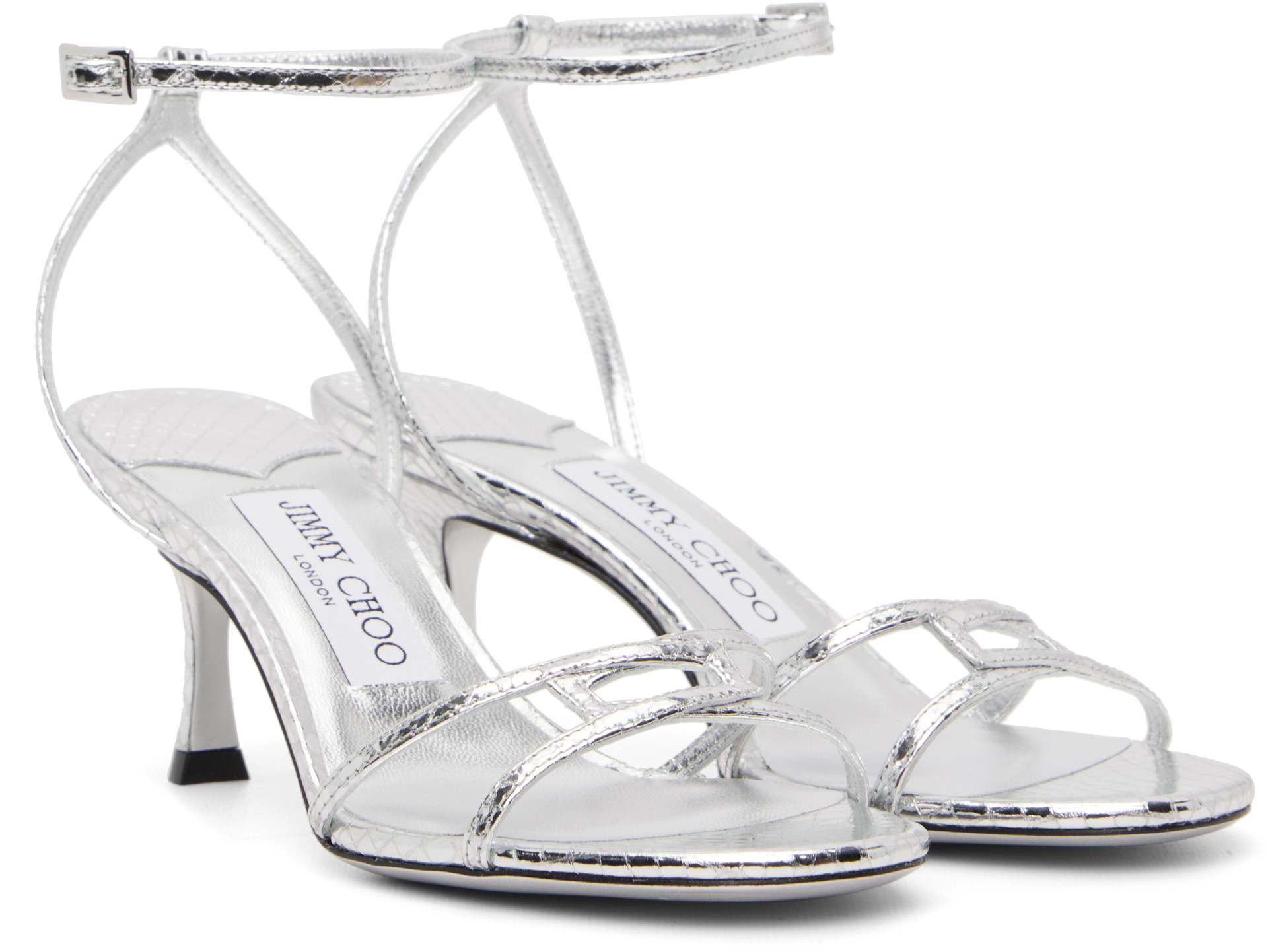 Jimmy Choo: Silver 1998 Leo 65 Heeled Sandals | SSENSE