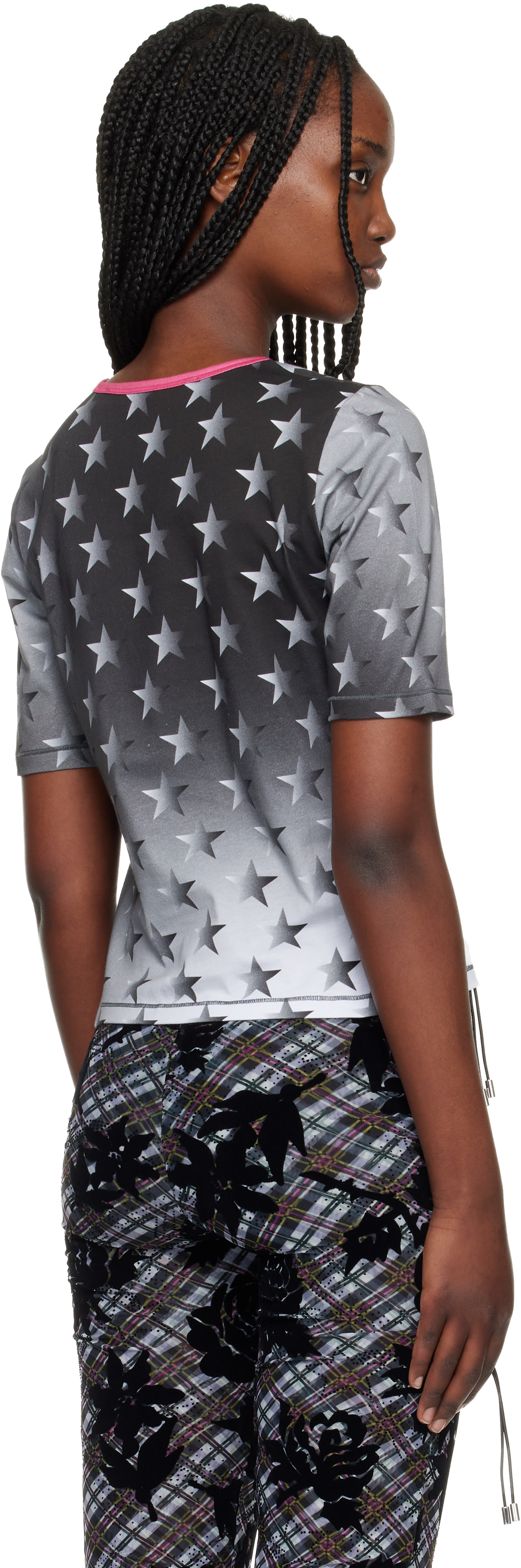 Chopova Lowena: Gray 'Deptford Dogs' Fitted Jersey T-shirt | SSENSE