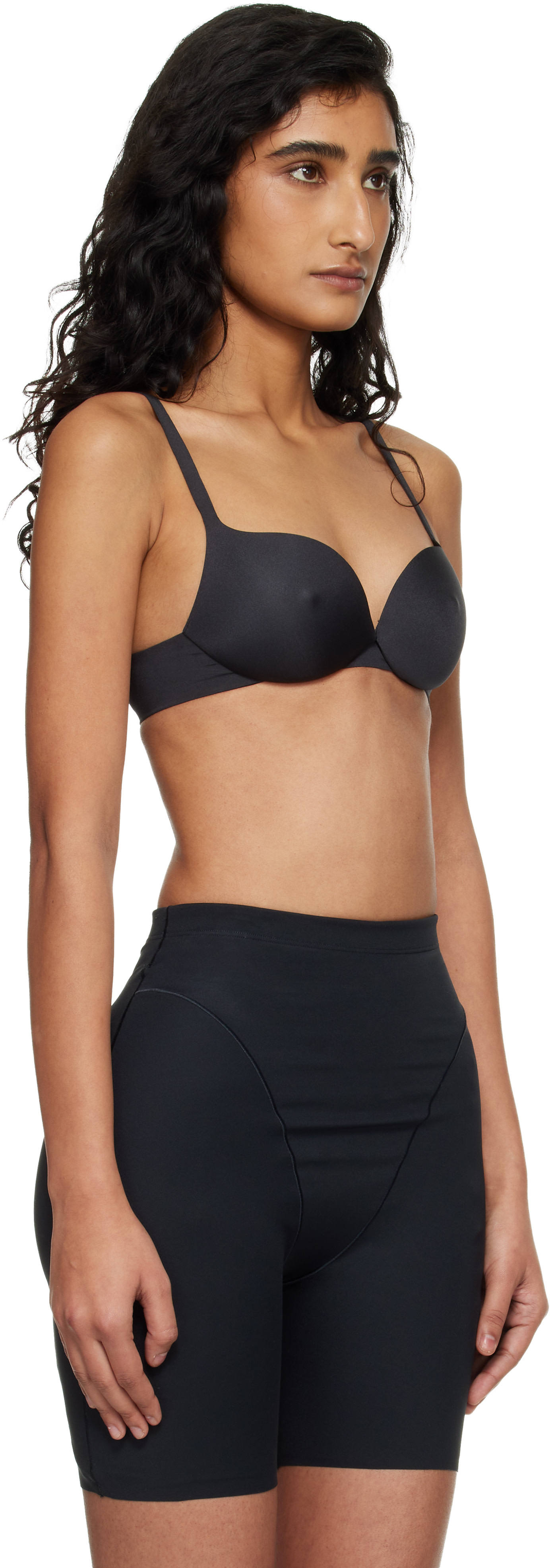 SKIMS: Black SKIMS Ultimate Nipple Wireless Push-Up Bra | SSENSE
