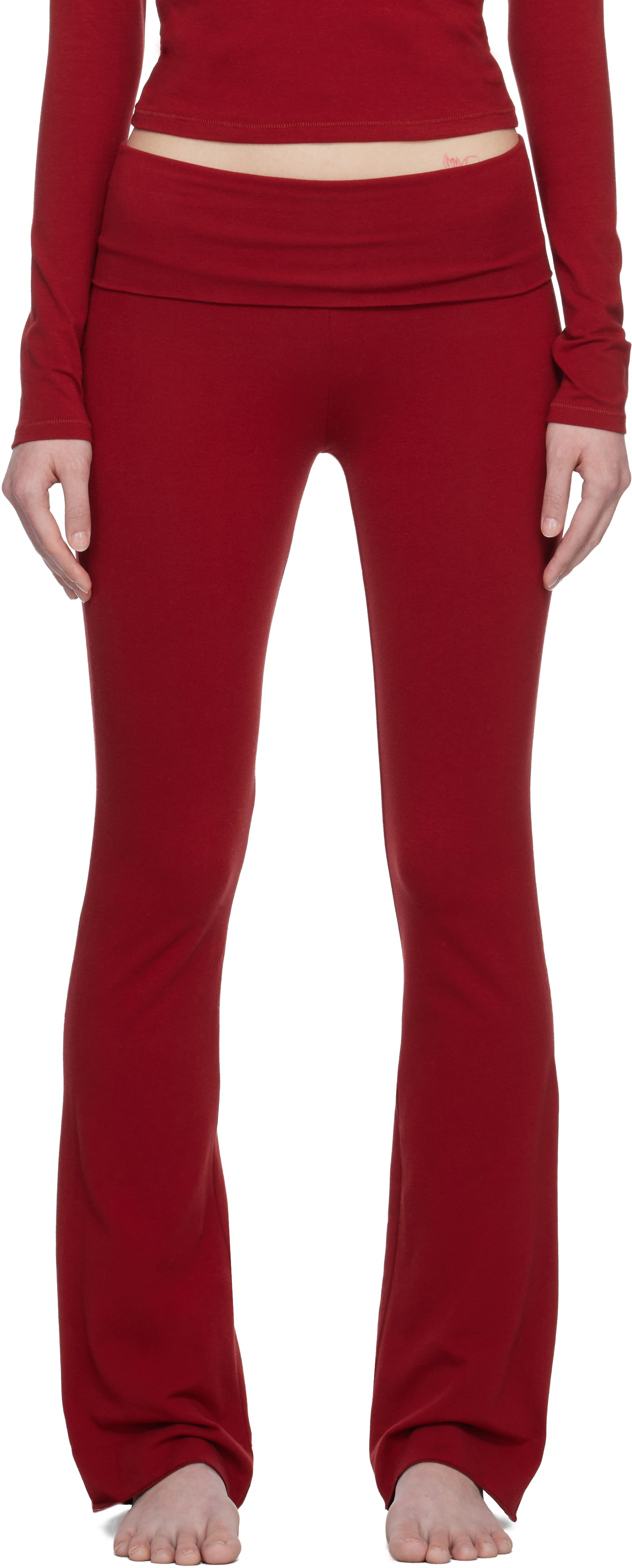 SKIMS - Legging rouge en jersey à taille repliée - Cotton Jersey