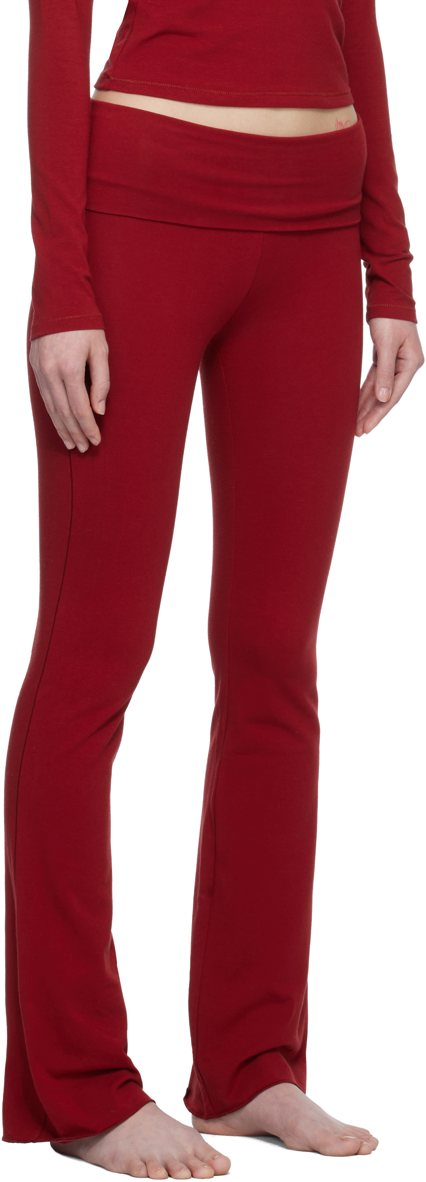 SKIMS - Legging rouge en jersey à taille repliée - Cotton Jersey