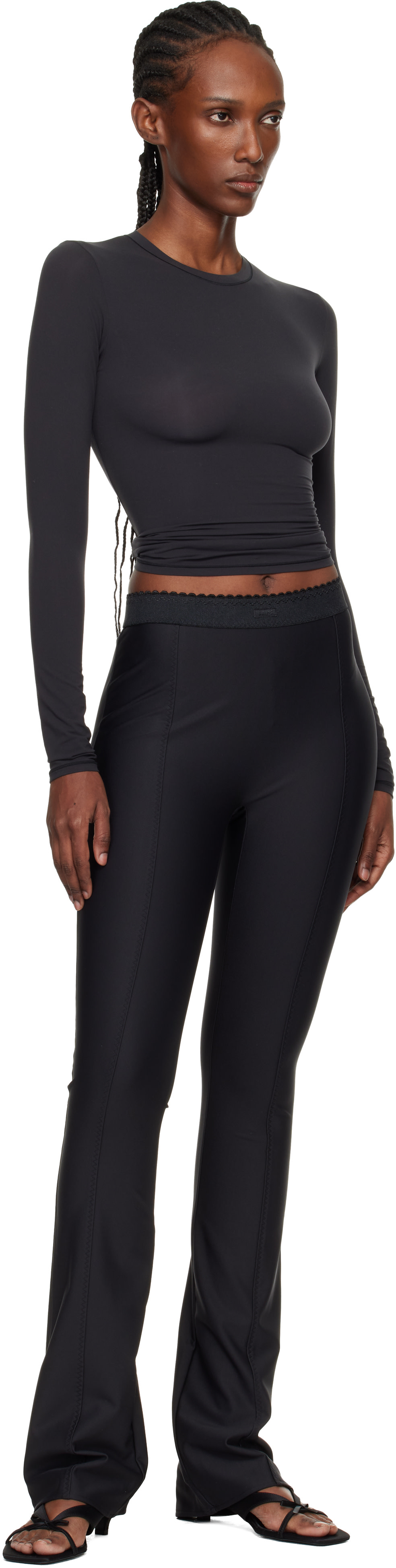 SKIMS: ブラック SKIMS Body High-Waisted フレアパンツ | SSENSE 日本