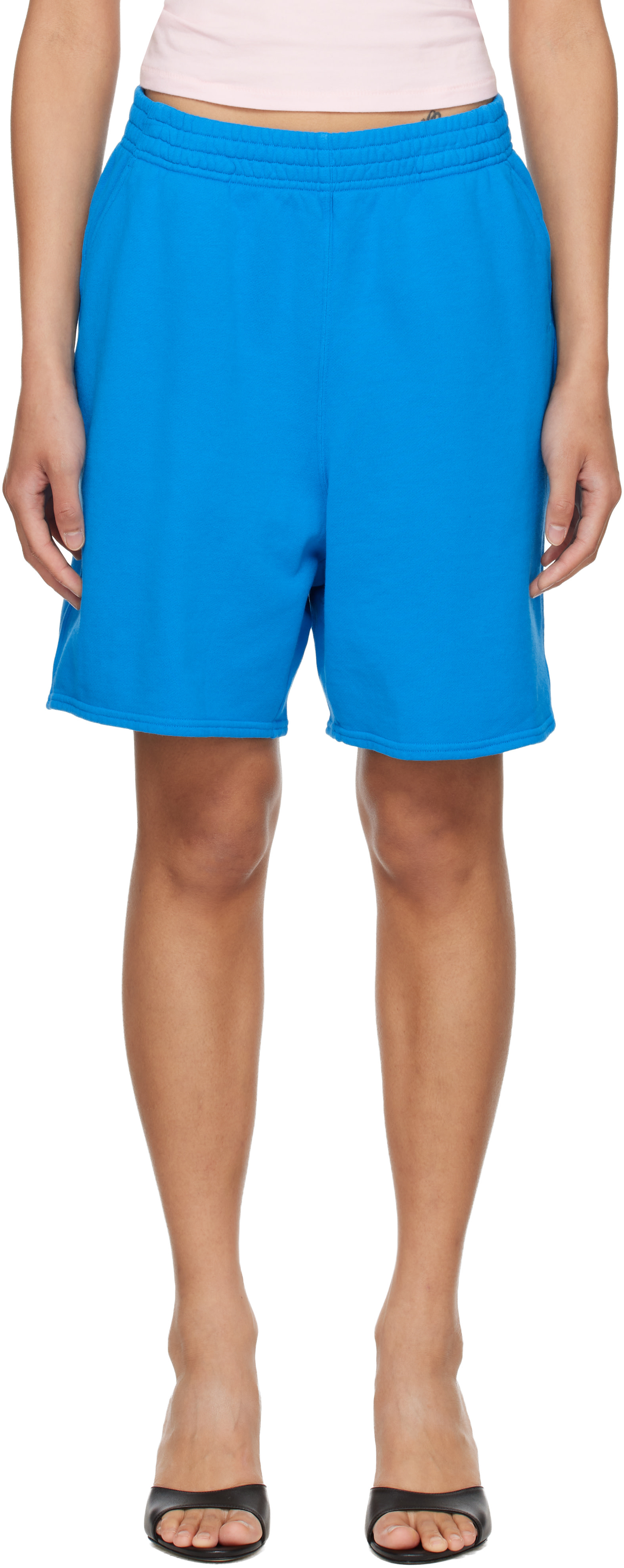 SKIMS - Short long bleu en jersey bouclette