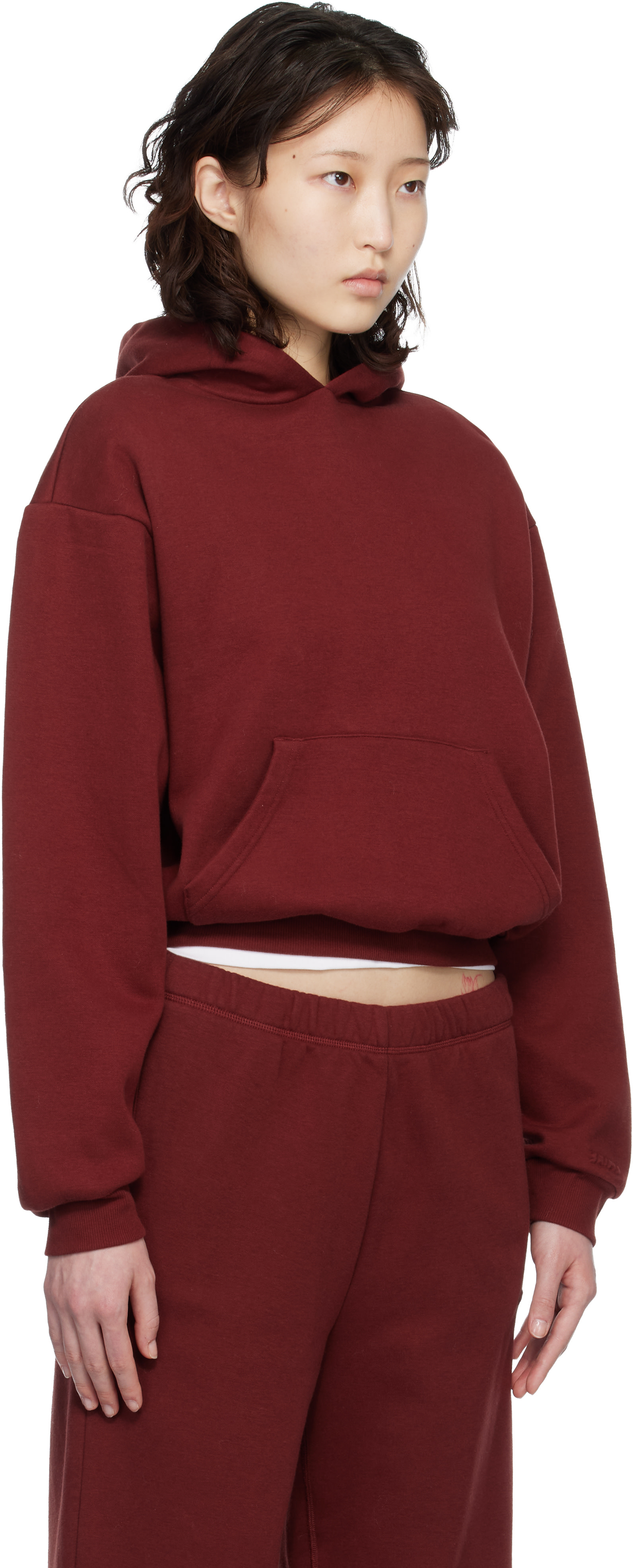 SKIMS - Pull à capuche bourgogne - Cotton Fleece