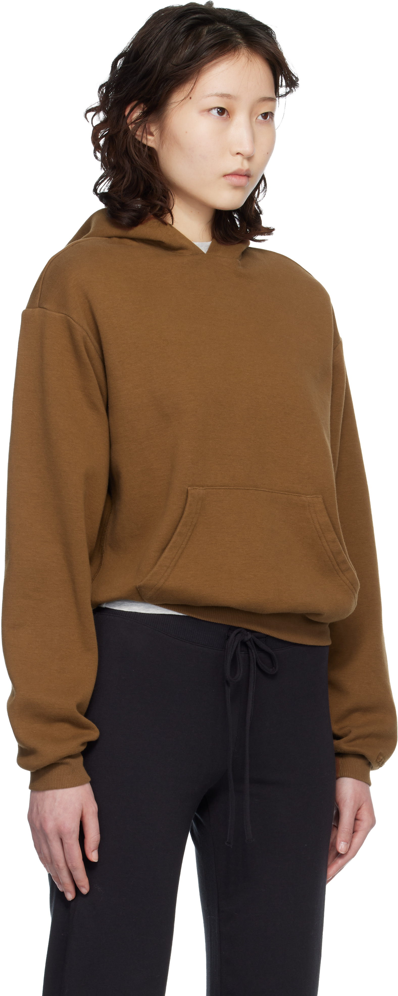 SKIMS - Pull à capuche brun à coupe classique - Cotton Fleece