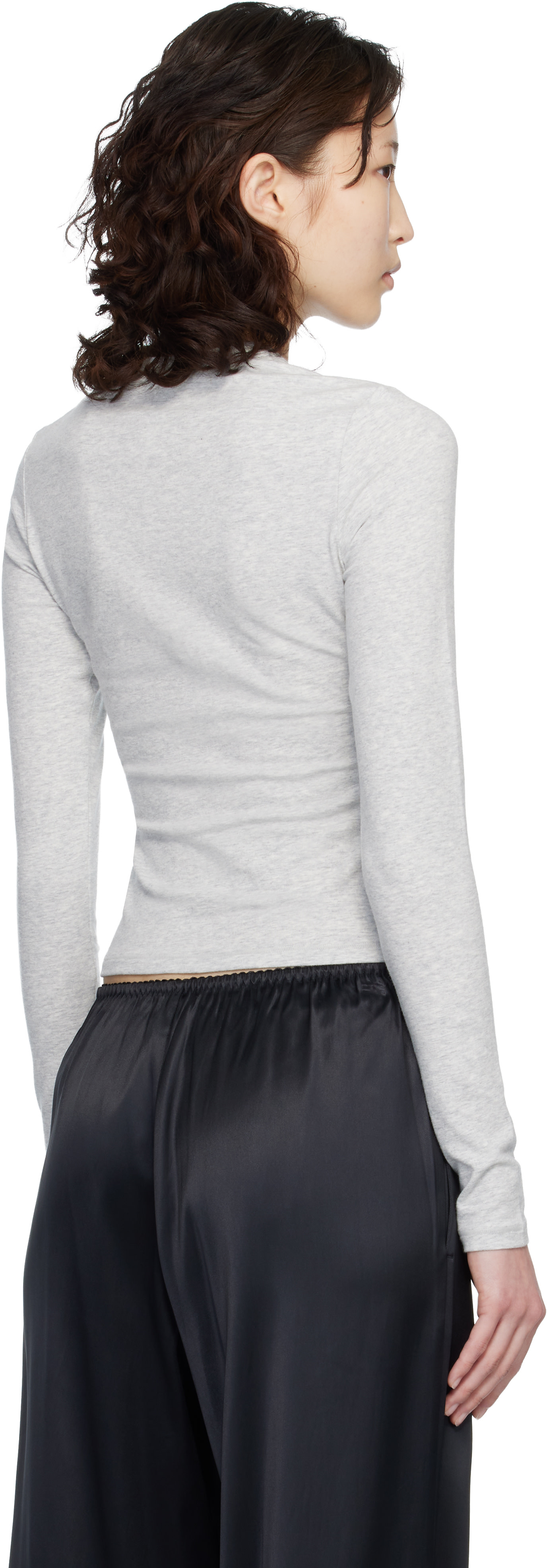 Skims Style SKIMS: Gray Cotton Jersey Long Sleeve T-shirt | SSENSE Canada