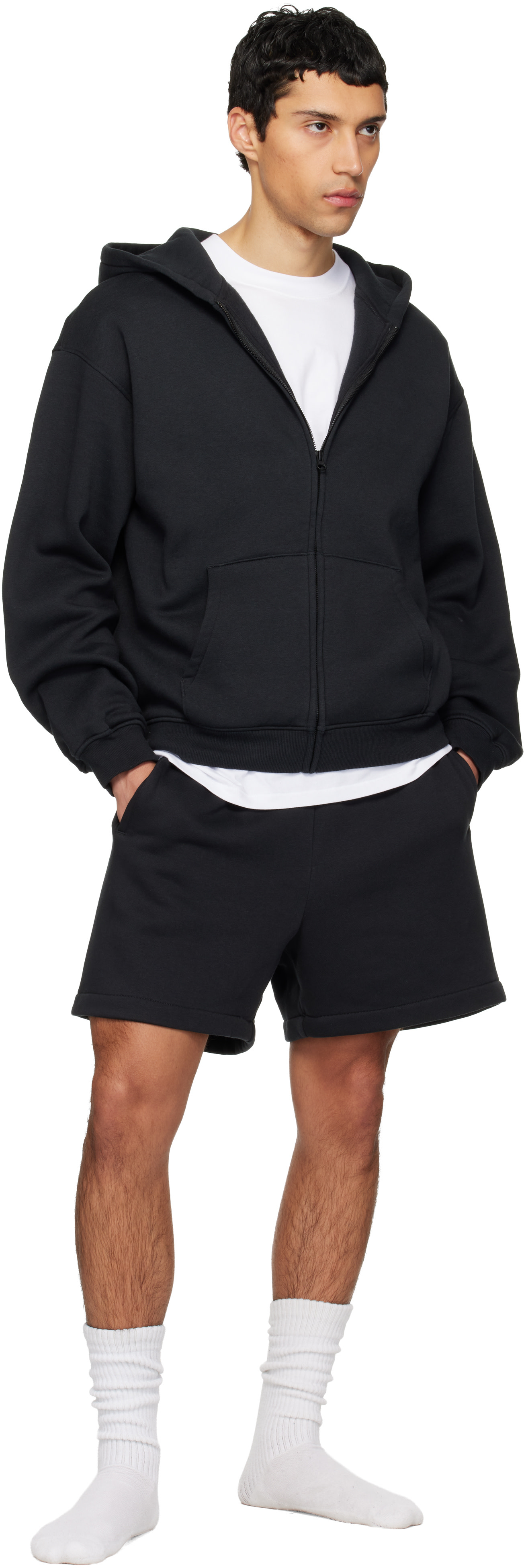 SKIMS: ブラック Fleece Lounge リラックス ジップアップフーディ