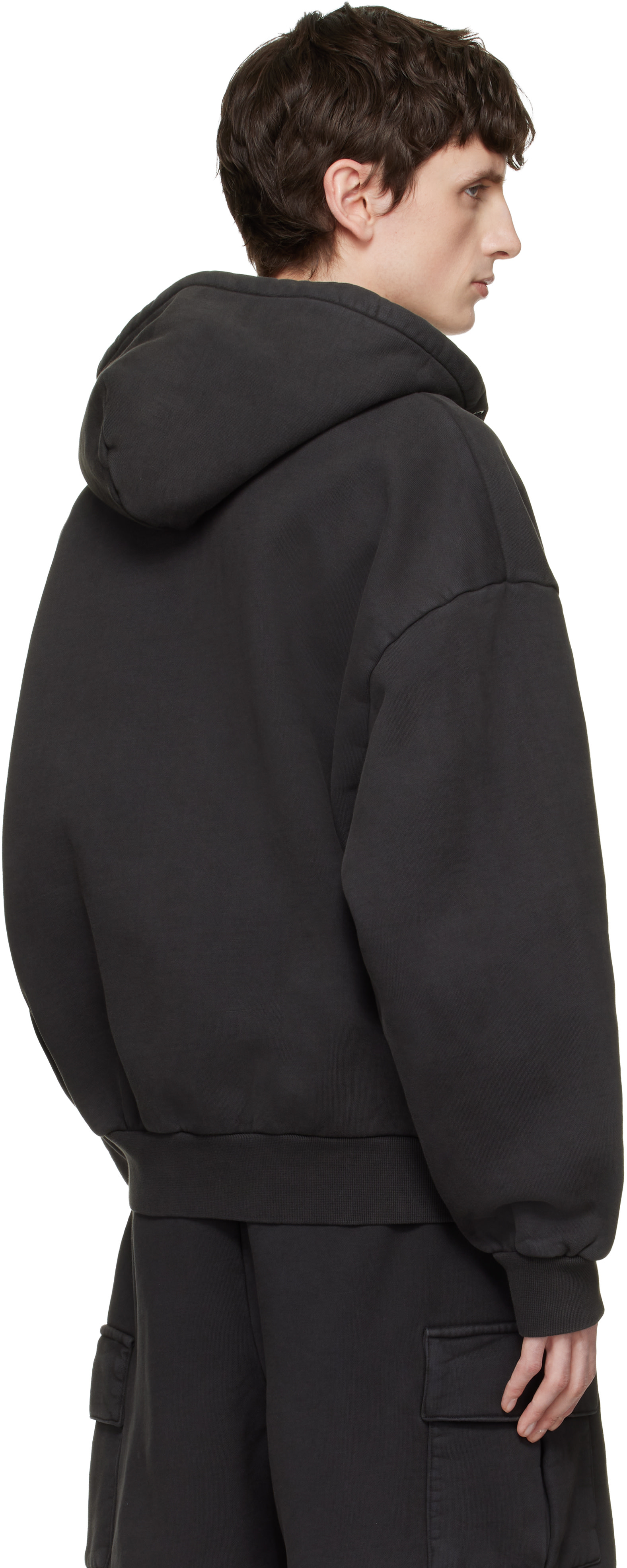 SKIMS - Pull à capuche noir en molleton épais à glissière