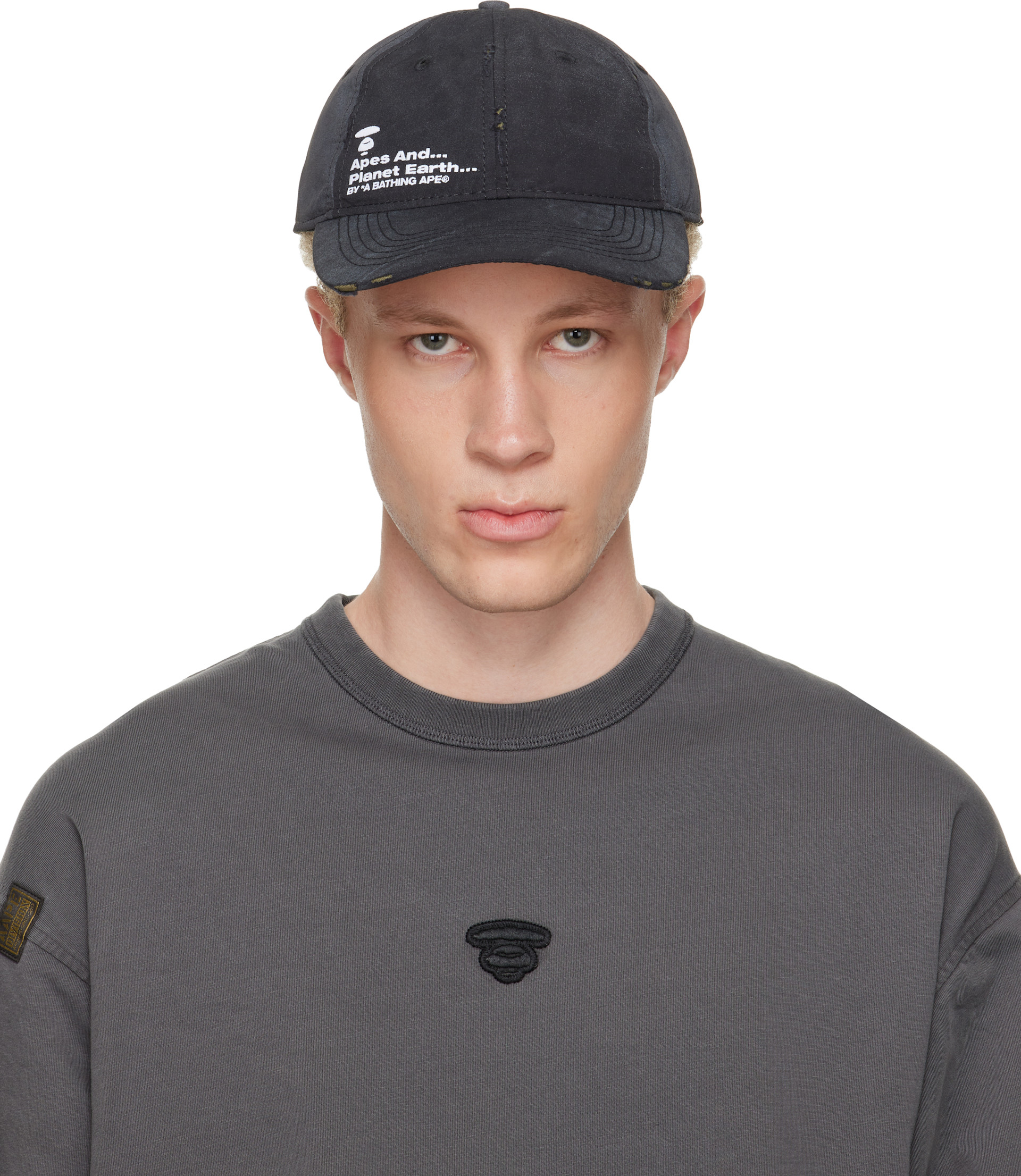 AAPE by A Bathing Ape - ブラック ディストレス ロゴ キャップ