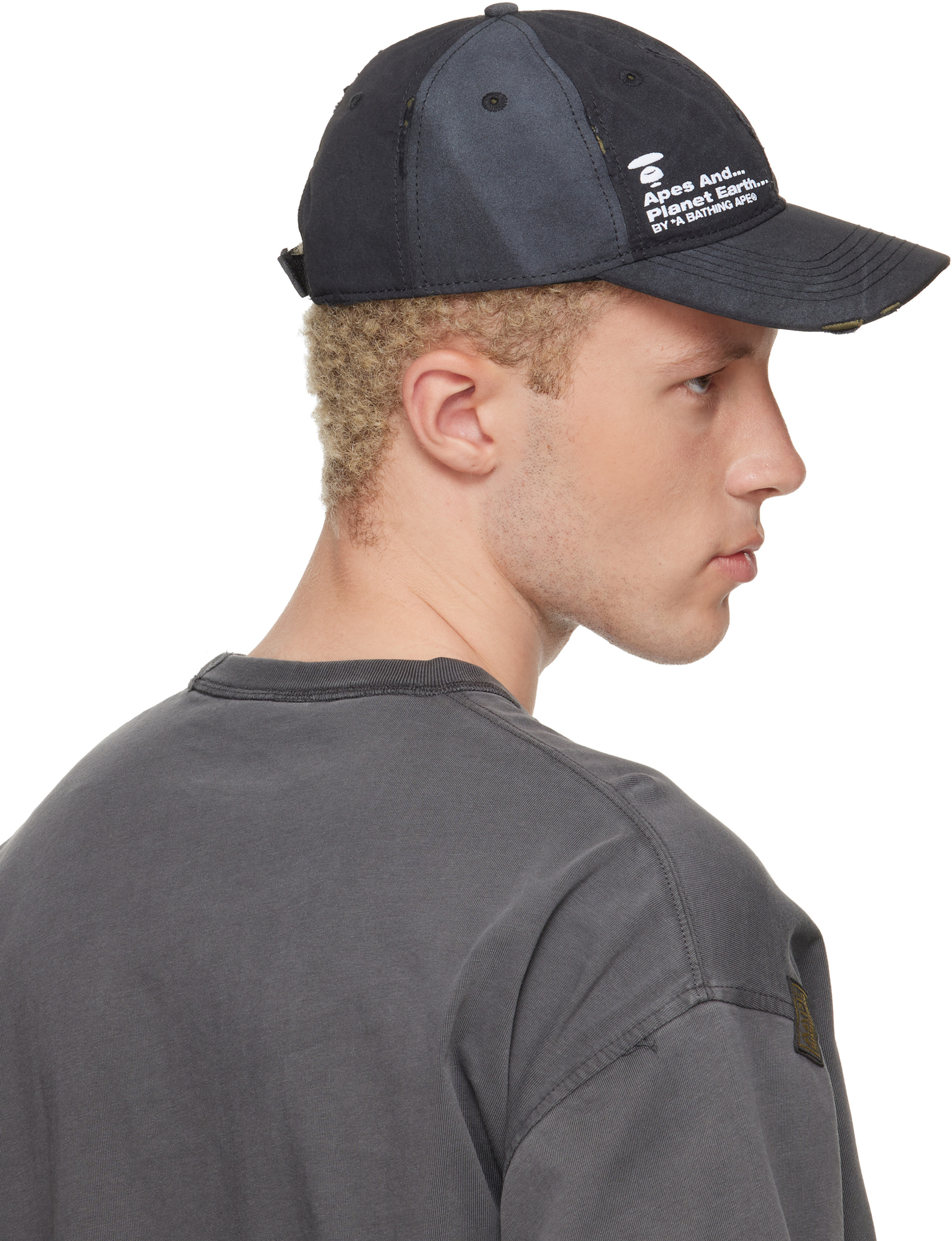 AAPE by A Bathing Ape - ブラック ディストレス ロゴ キャップ