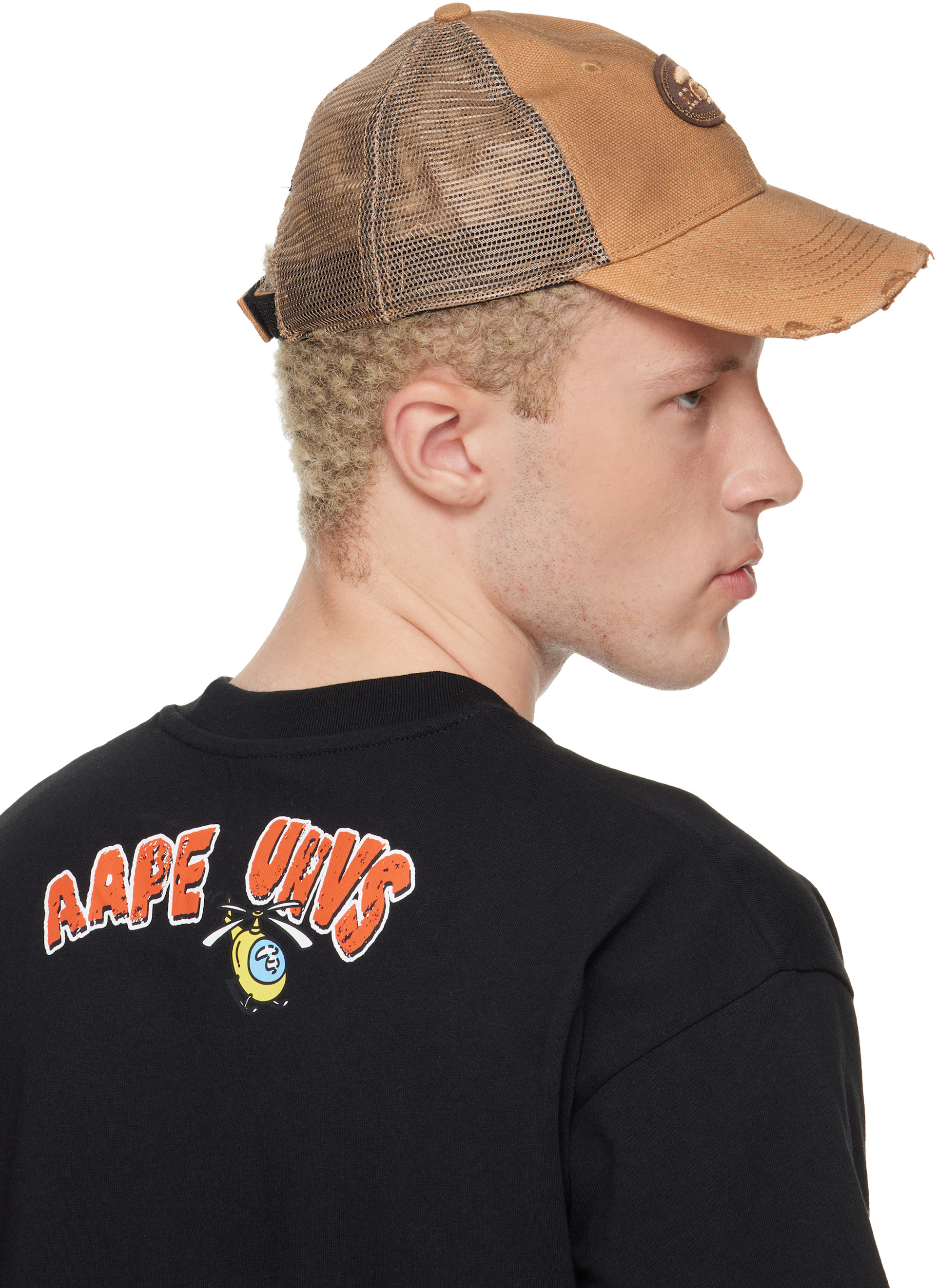 AAPE by A Bathing Ape - 탠 문페이스 로고 디스트레스 볼캡