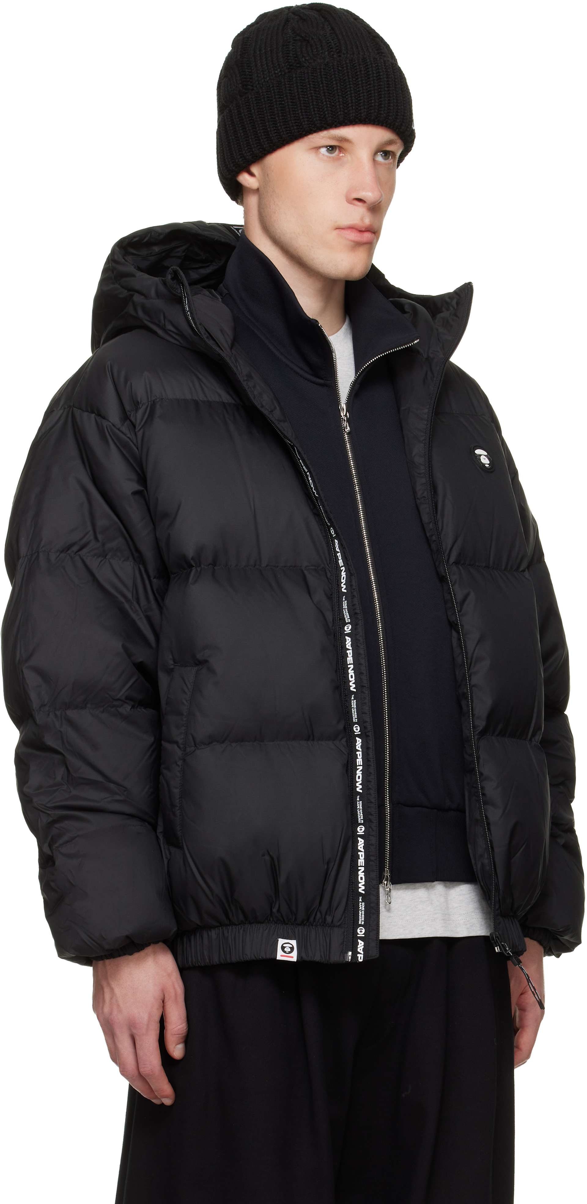 AAPE by A Bathing Ape - ブラック 'AAPENOW' Moonface ダウンジャケット