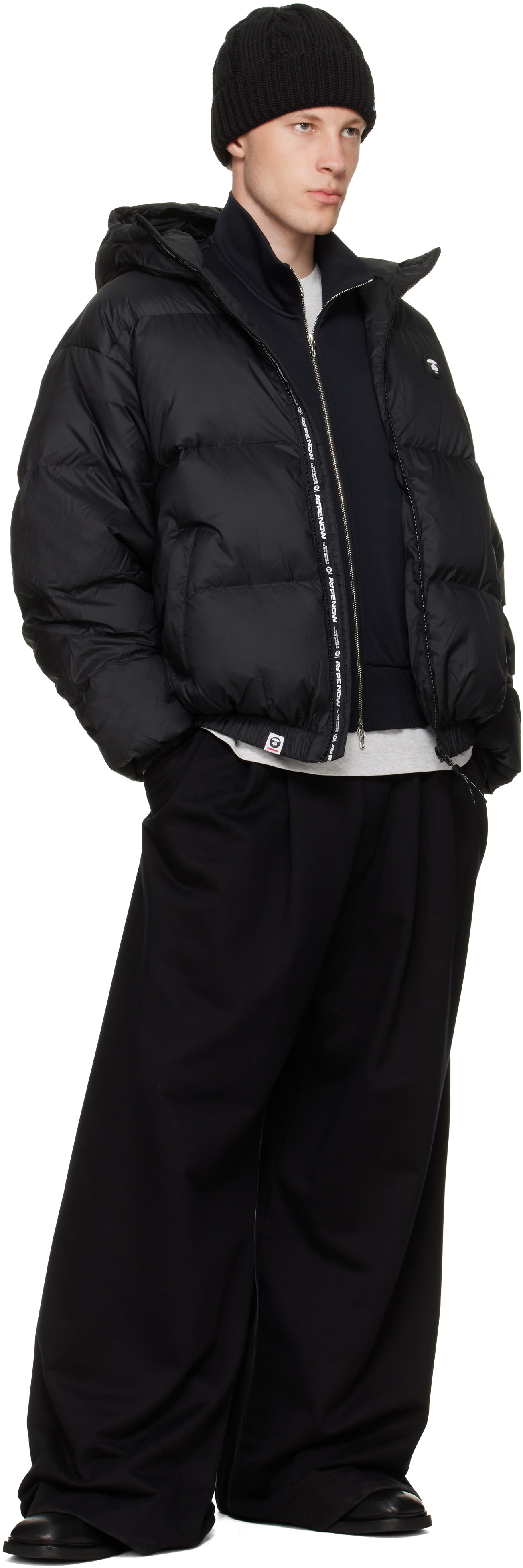 AAPE by A Bathing Ape - ブラック 'AAPENOW' Moonface ダウンジャケット