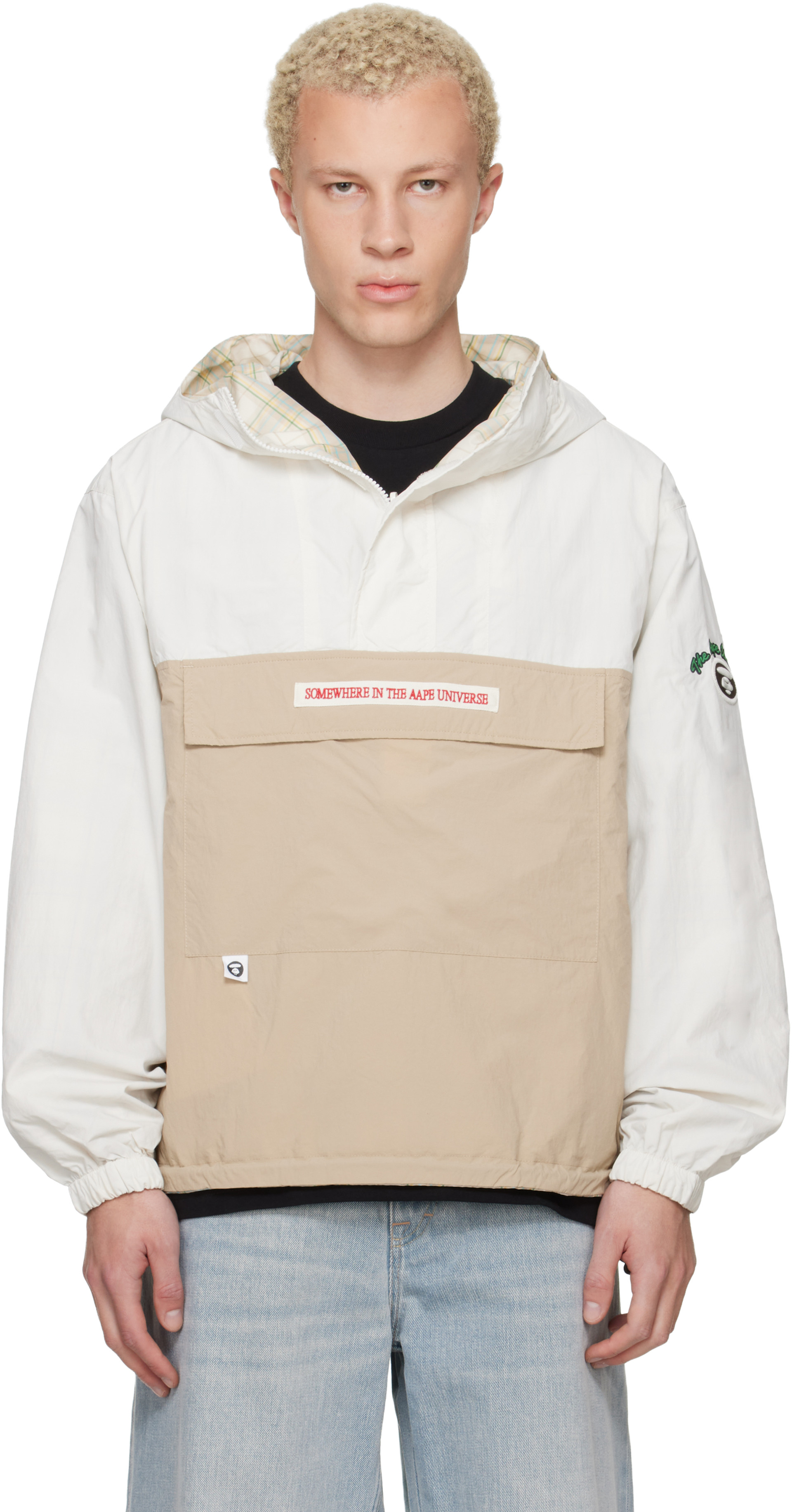AAPE by A Bathing Ape - 오프 화이트 & 베이지 AAPE 리버서블 메인 재킷