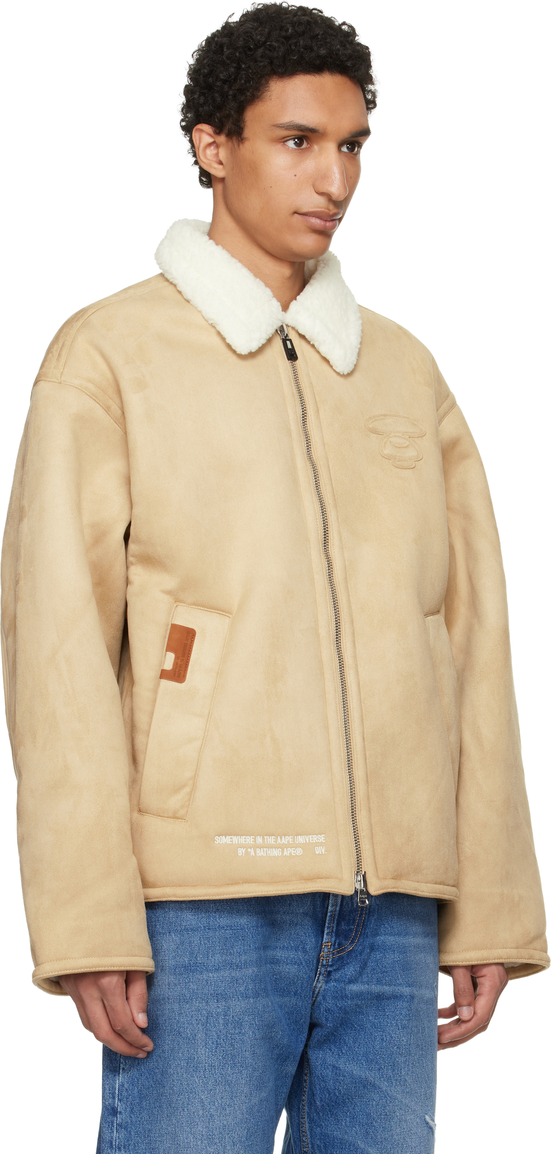 AAPE by A Bathing Ape - 베이지 메인 인조 스웨이드 재킷