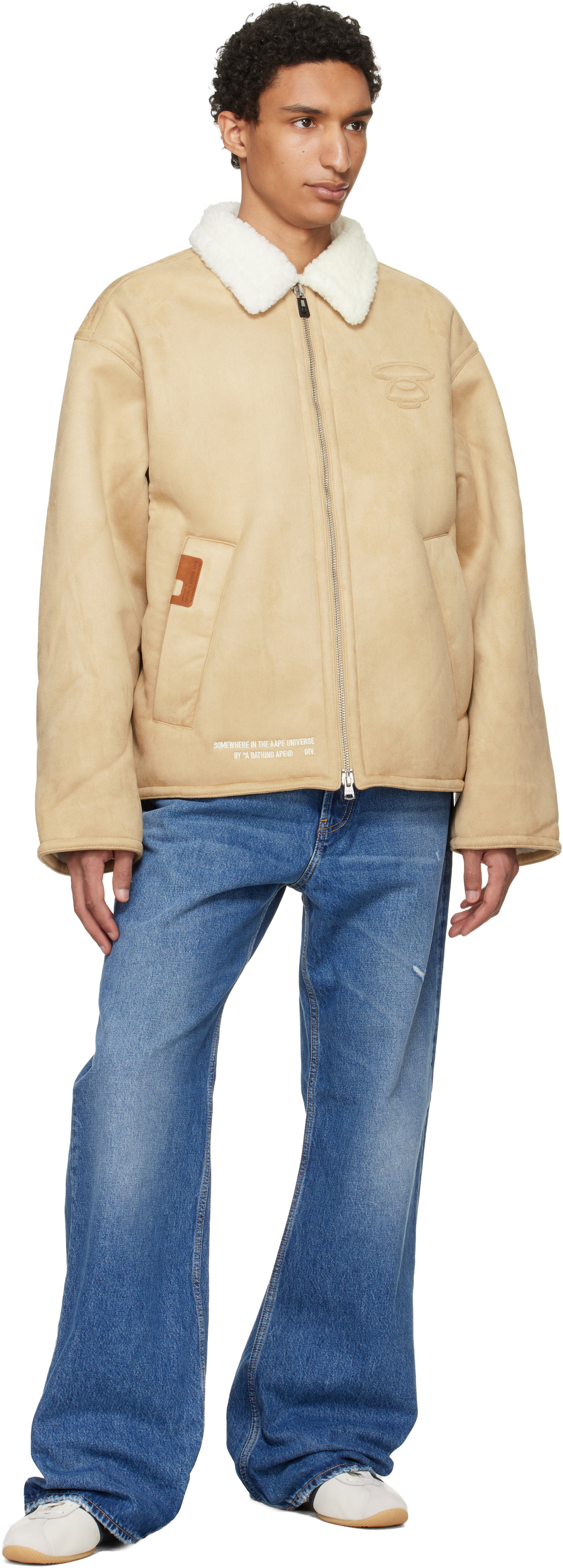 AAPE by A Bathing Ape - 베이지 메인 인조 스웨이드 재킷
