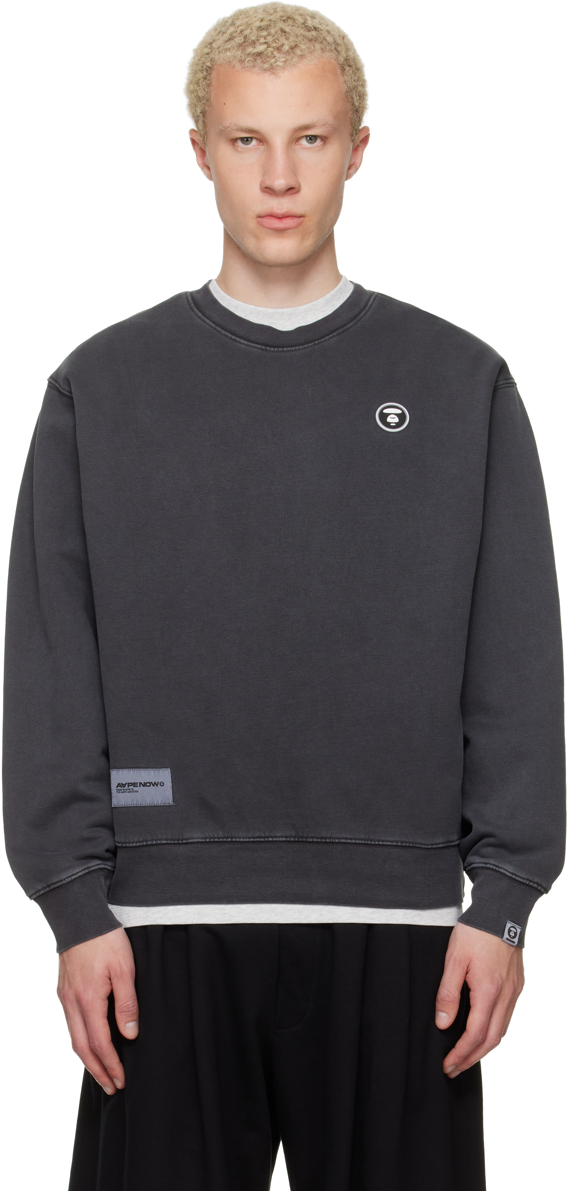 AAPE by A Bathing Ape - 그레이 에이프 나우 문페이스 크루넥 스웨트셔츠