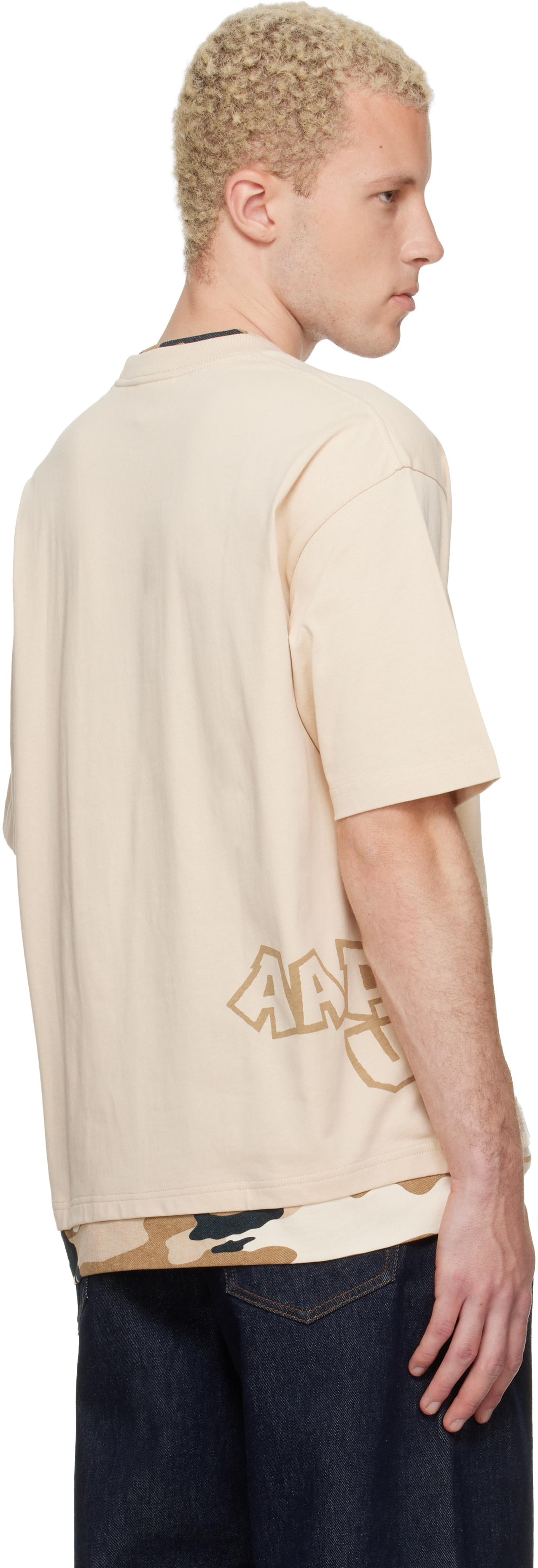 AAPE by A Bathing Ape - ベージュ 'AAPEUNVS' グラフィックTシャツ